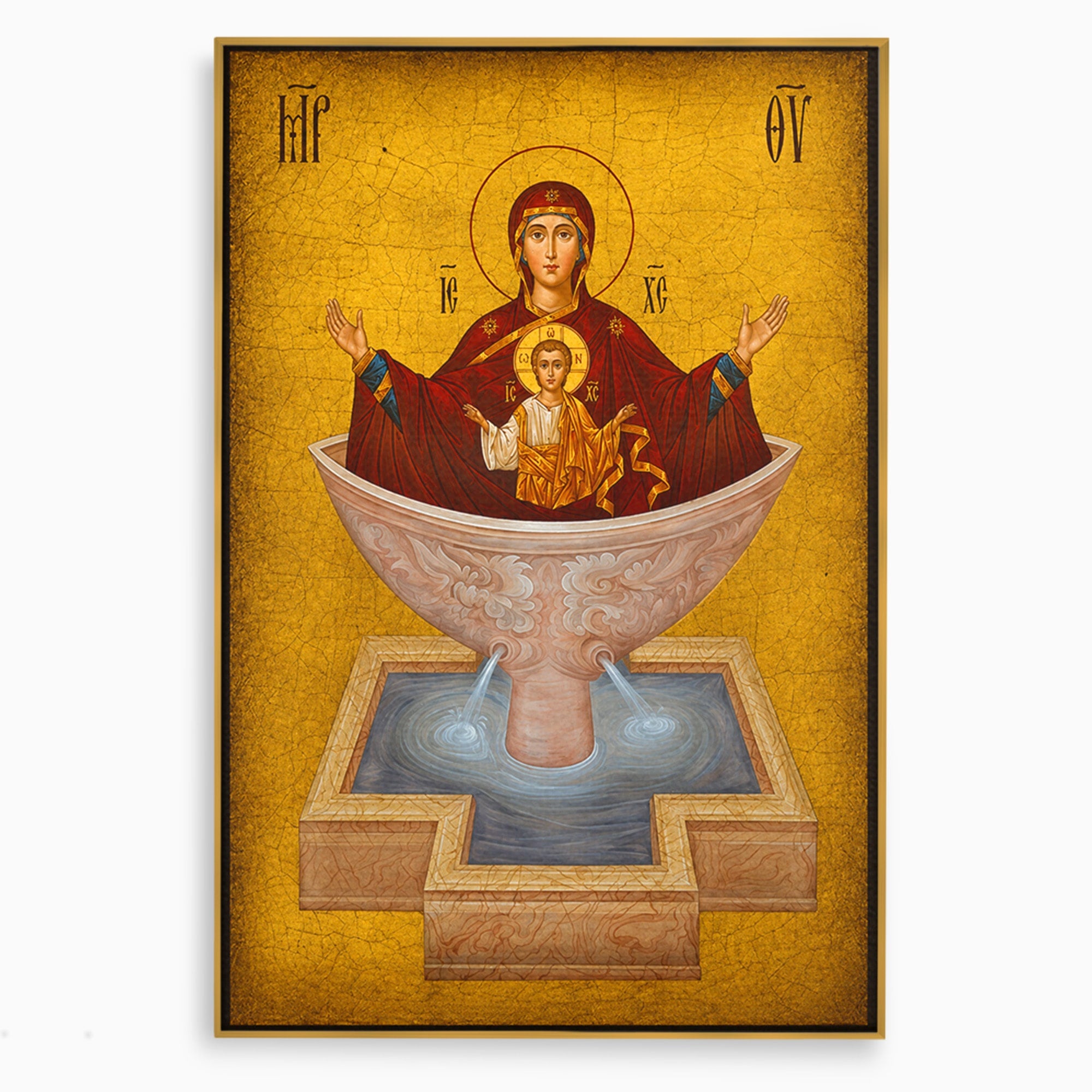 Tablou Canvas Premium LuxCanva® H1077, Icoana Maicii Domnului Izvorul Tamaduirii, Religie, Icoana, Spiritualitate, Traditie, Dormitor, Culori Vibrante