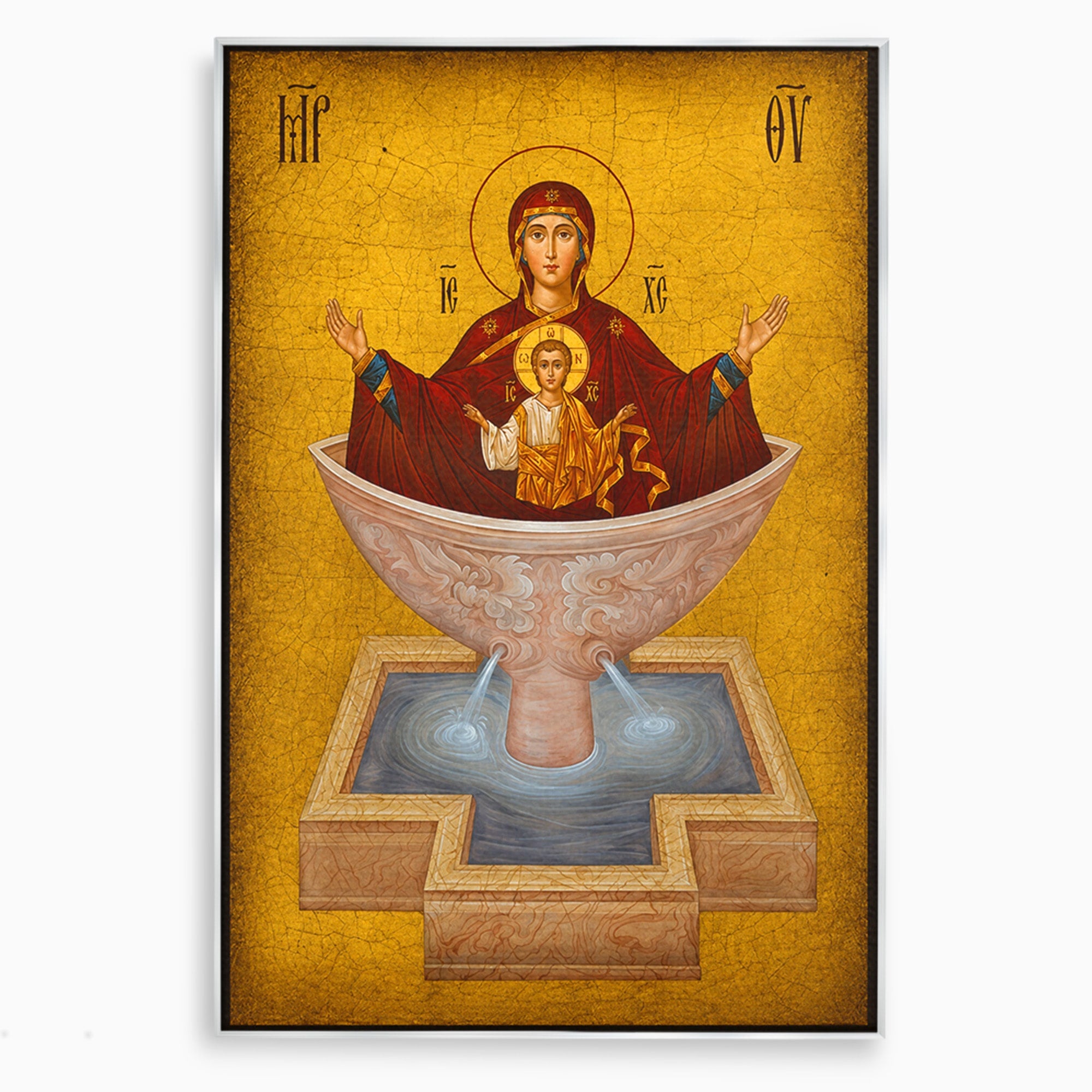 Tablou Canvas Premium LuxCanva® H1077, Icoana Maicii Domnului Izvorul Tamaduirii, Religie, Icoana, Spiritualitate, Traditie, Dormitor, Culori Vibrante