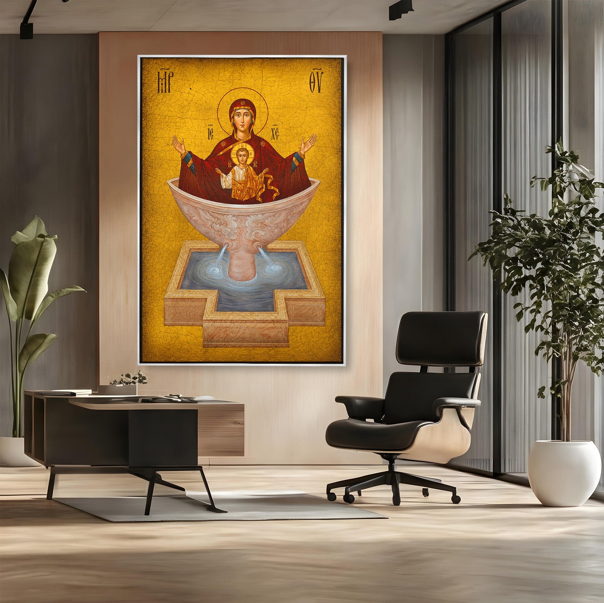 Tablou Canvas Premium LuxCanva® H1077, Icoana Maicii Domnului Izvorul Tamaduirii, Religie, Icoana, Spiritualitate, Traditie, Dormitor, Culori Vibrante