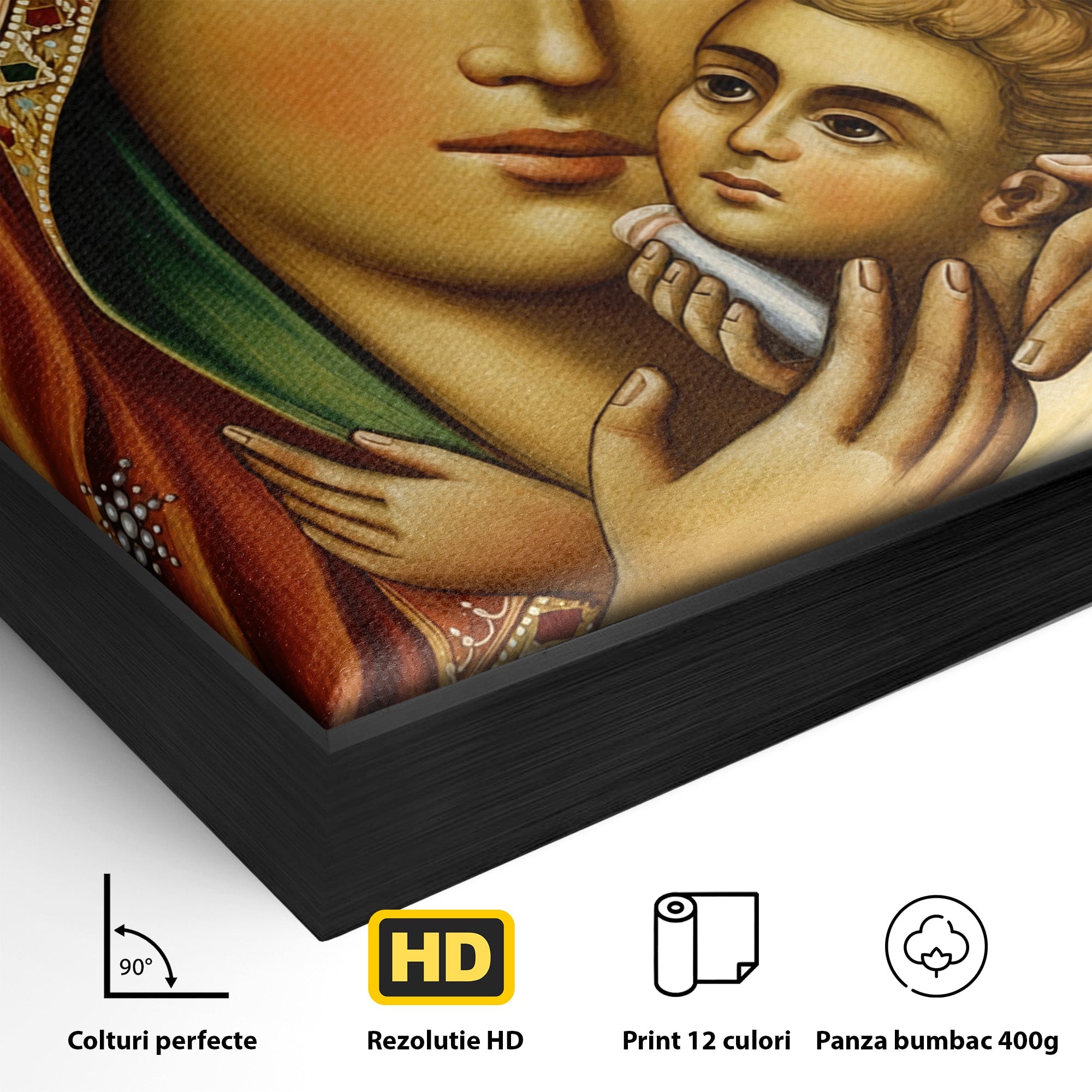 Tablou Canvas Premium LuxCanva® H1078, Icoana Maicii Domnului Kasperova, Icoana, Religie, Spiritualitate, Traditie, Dormitor, Culori Vibrante