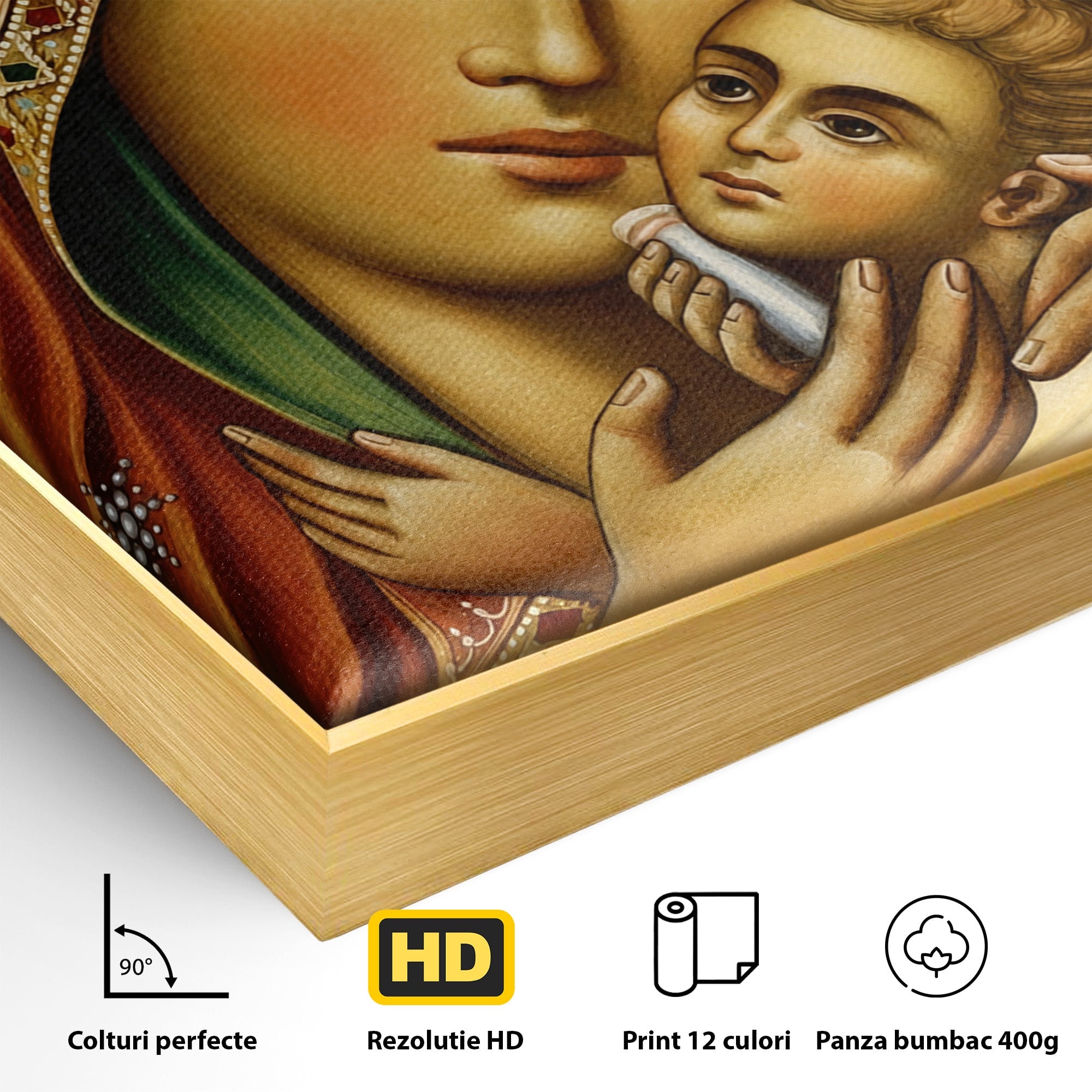 Tablou Canvas Premium LuxCanva® H1078, Icoana Maicii Domnului Kasperova, Icoana, Religie, Spiritualitate, Traditie, Dormitor, Culori Vibrante
