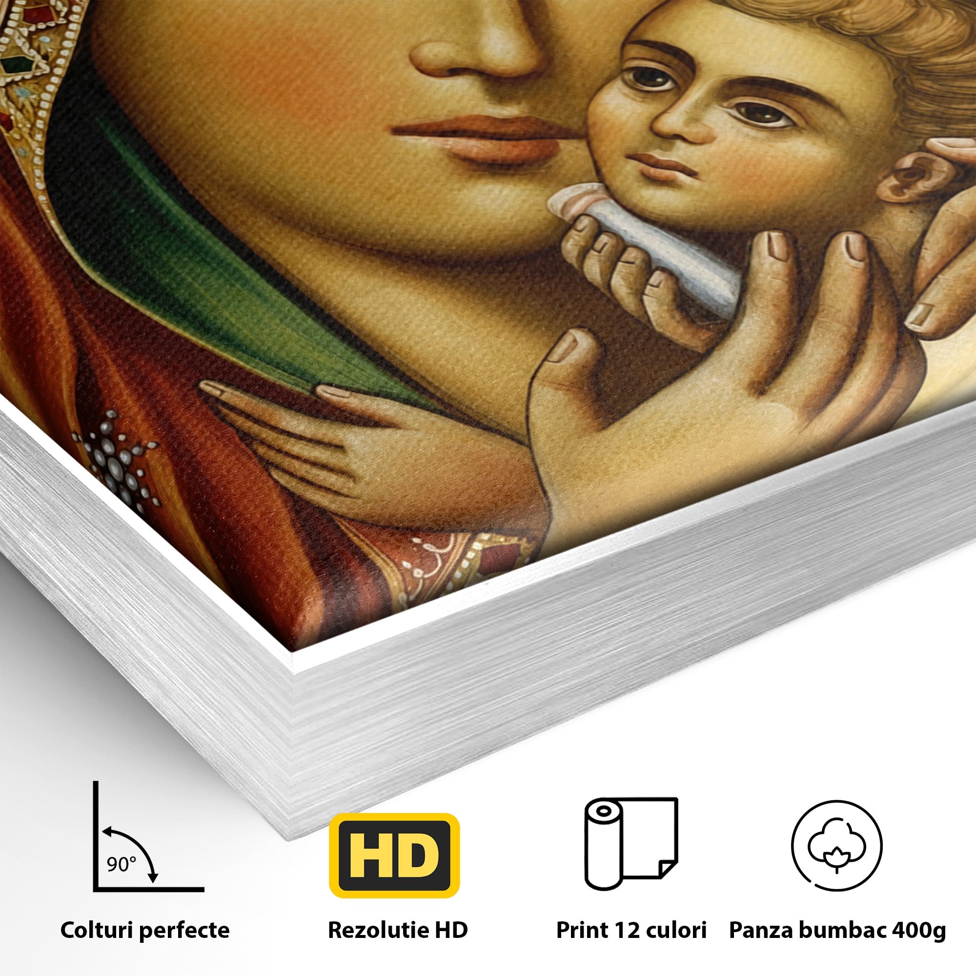 Tablou Canvas Premium LuxCanva® H1078, Icoana Maicii Domnului Kasperova, Icoana, Religie, Spiritualitate, Traditie, Dormitor, Culori Vibrante
