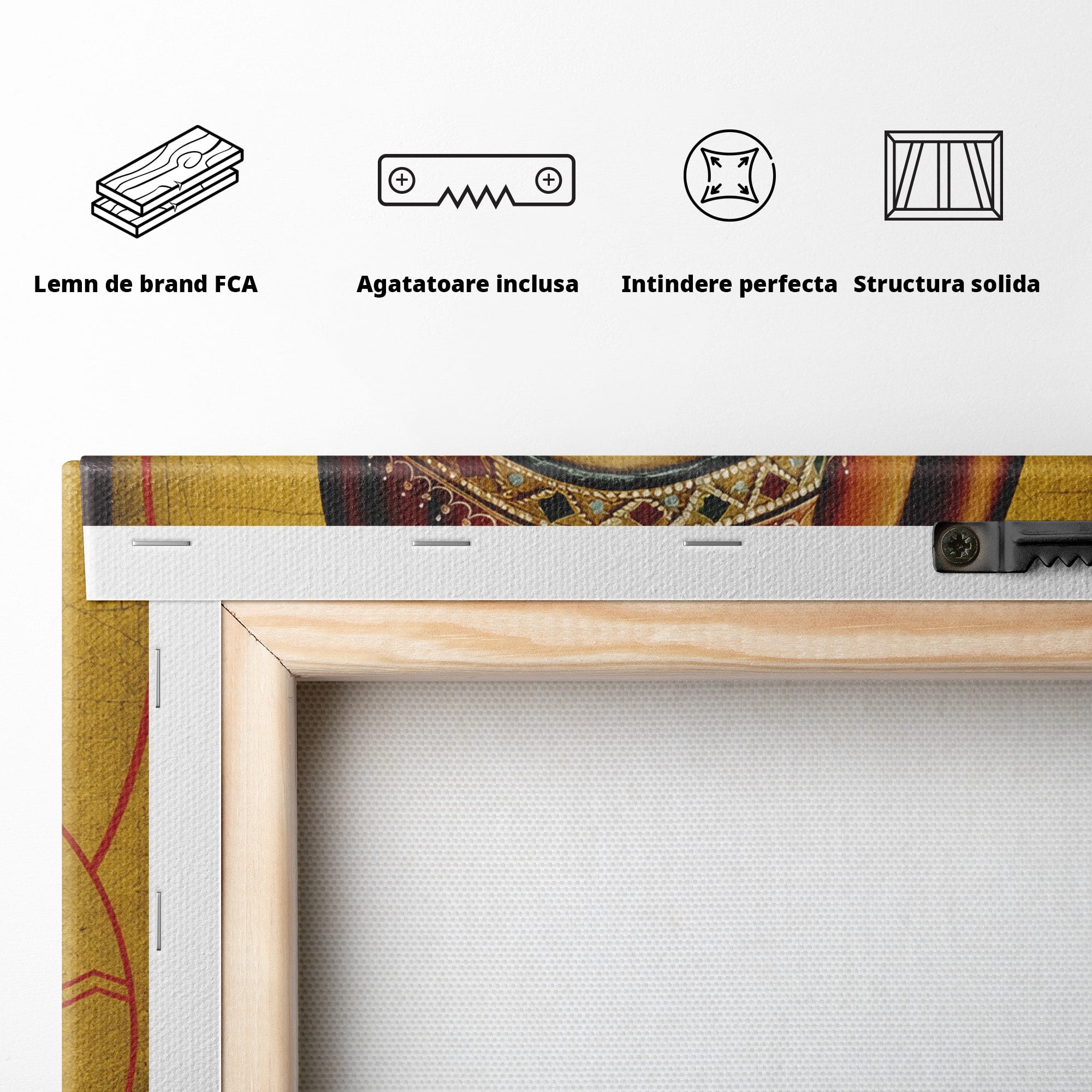 Tablou Canvas Premium LuxCanva® H1078, Icoana Maicii Domnului Kasperova, Icoana, Religie, Spiritualitate, Traditie, Dormitor, Culori Vibrante