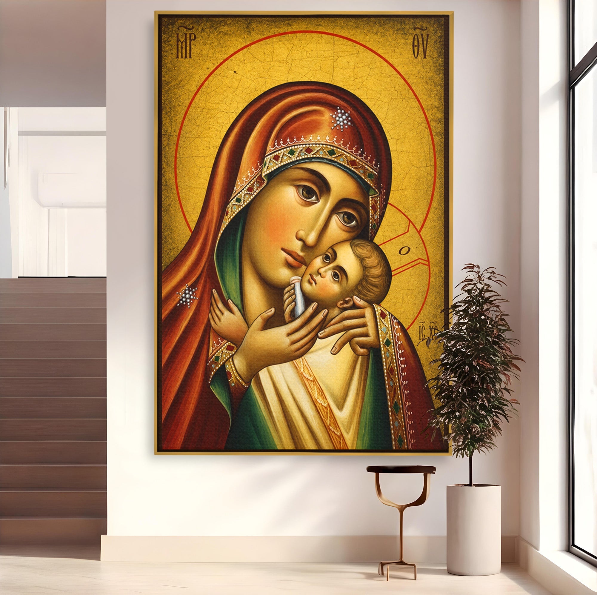Tablou Canvas Premium LuxCanva® H1078, Icoana Maicii Domnului Kasperova, Icoana, Religie, Spiritualitate, Traditie, Dormitor, Culori Vibrante