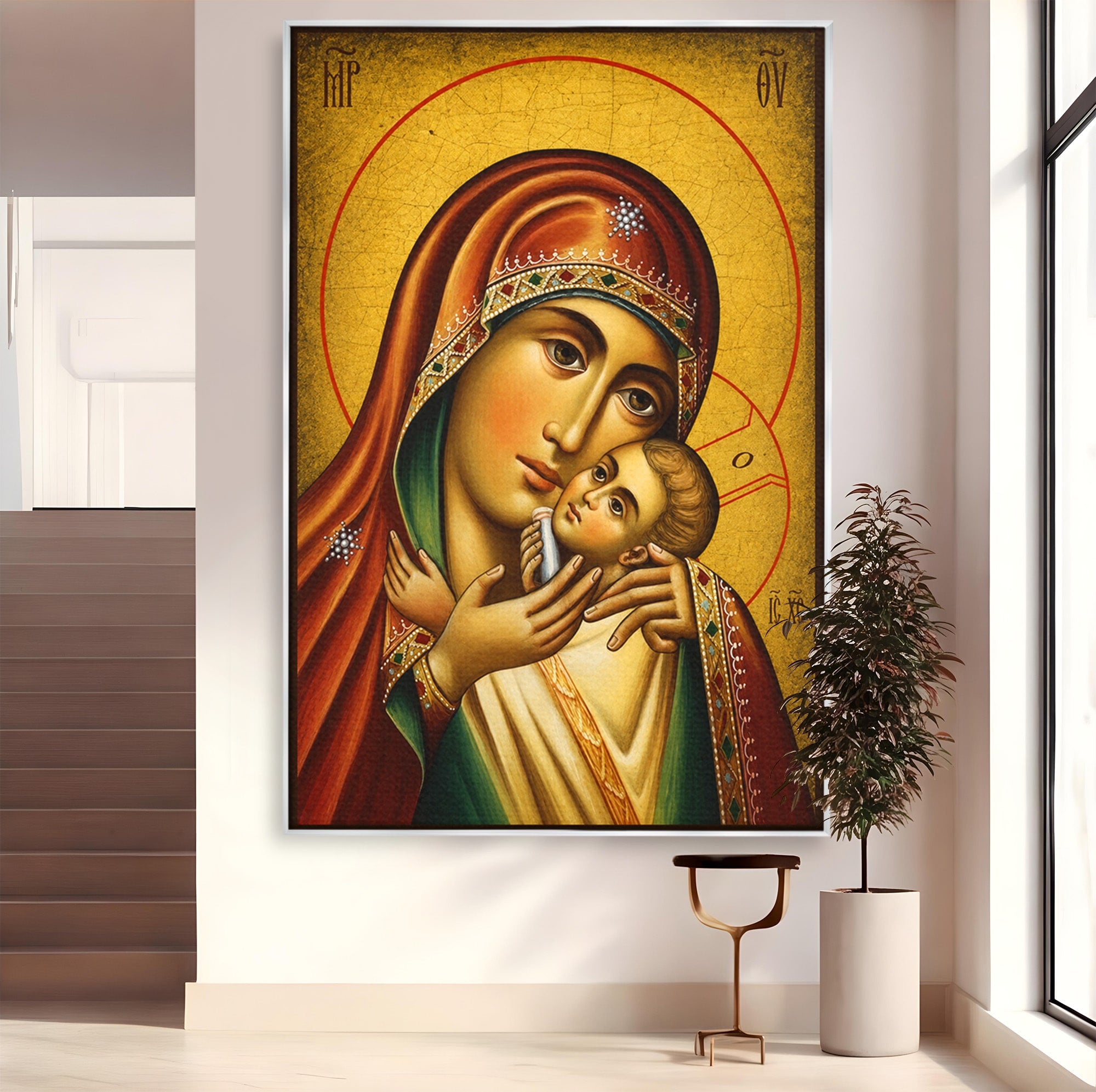 Tablou Canvas Premium LuxCanva® H1078, Icoana Maicii Domnului Kasperova, Icoana, Religie, Spiritualitate, Traditie, Dormitor, Culori Vibrante