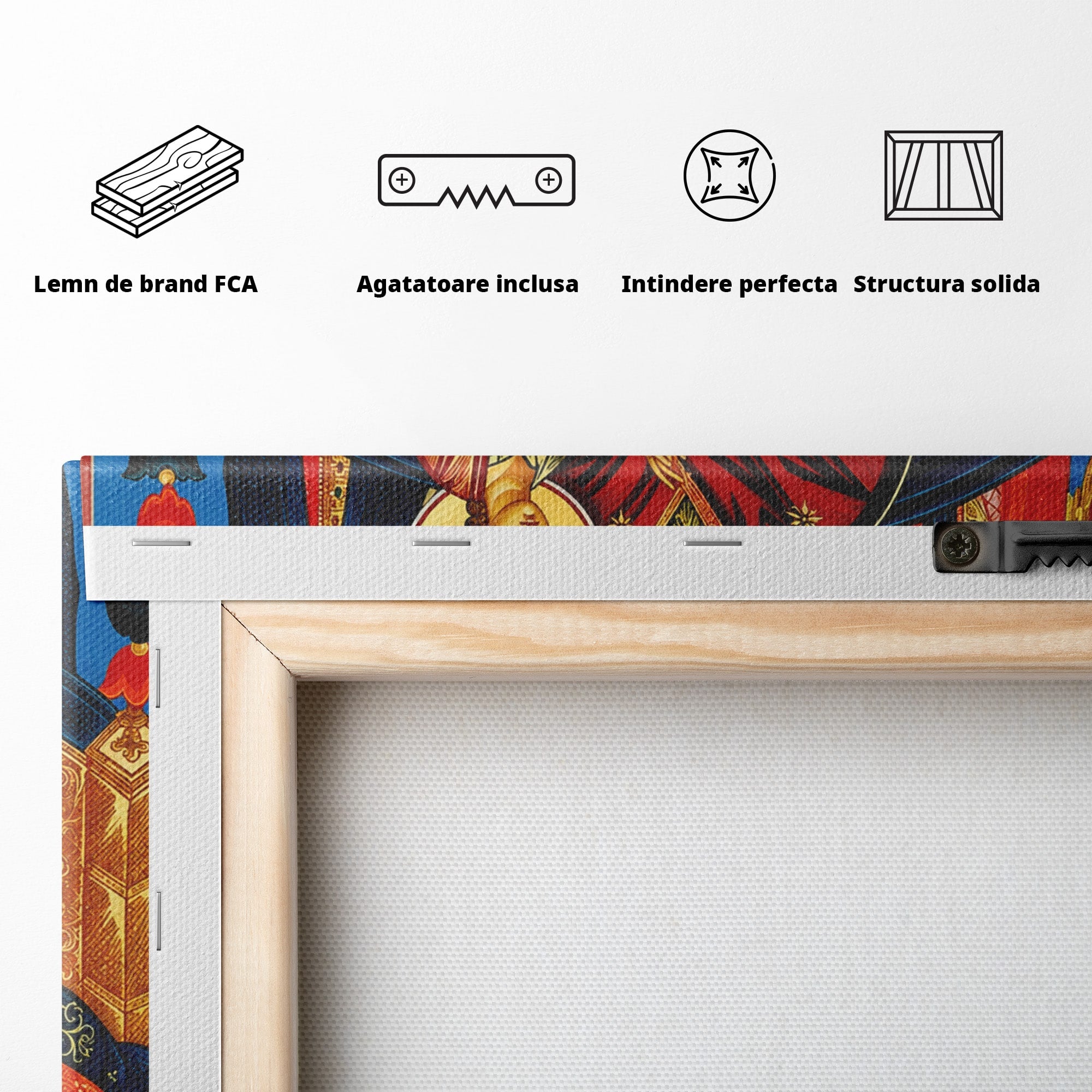 Tablou Canvas Premium LuxCanva® H1079, Maica Domnului Pantanassa, Icoana, Religie, Fecioara Maria, Ingeri, Dormitor, Birou, Culori Vibrante