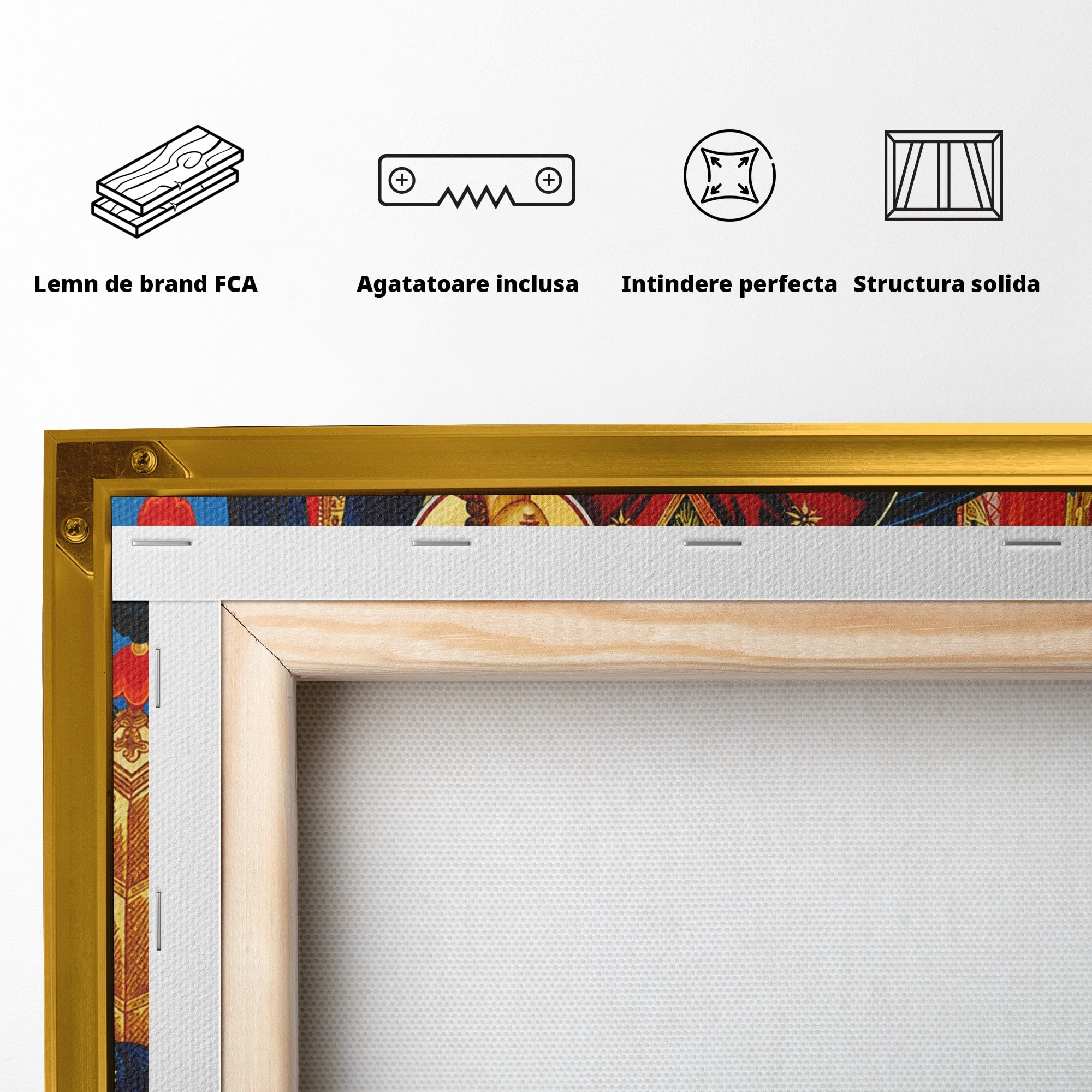 Tablou Canvas Premium LuxCanva® H1079, Maica Domnului Pantanassa, Icoana, Religie, Fecioara Maria, Ingeri, Dormitor, Birou, Culori Vibrante
