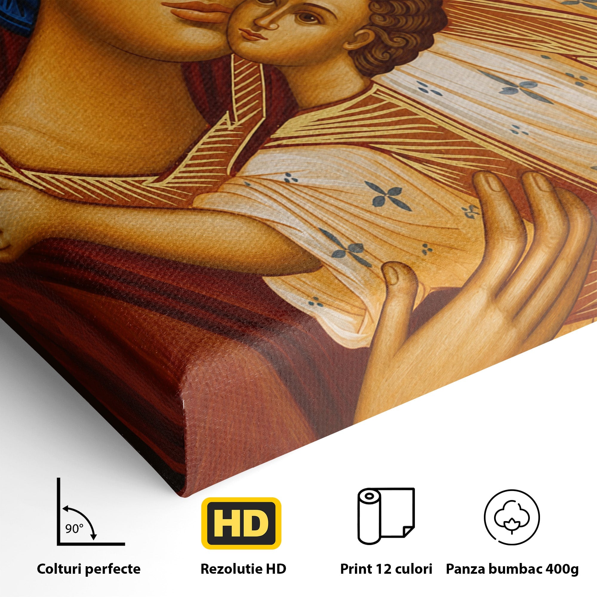 Tablou Canvas Premium LuxCanva® H1080, Icoana de Rugaciune Maica Domnului Paramythia, Icoana, Religie, Spiritualitate, Traditie, Living, Dormitor, Culori Vibrante