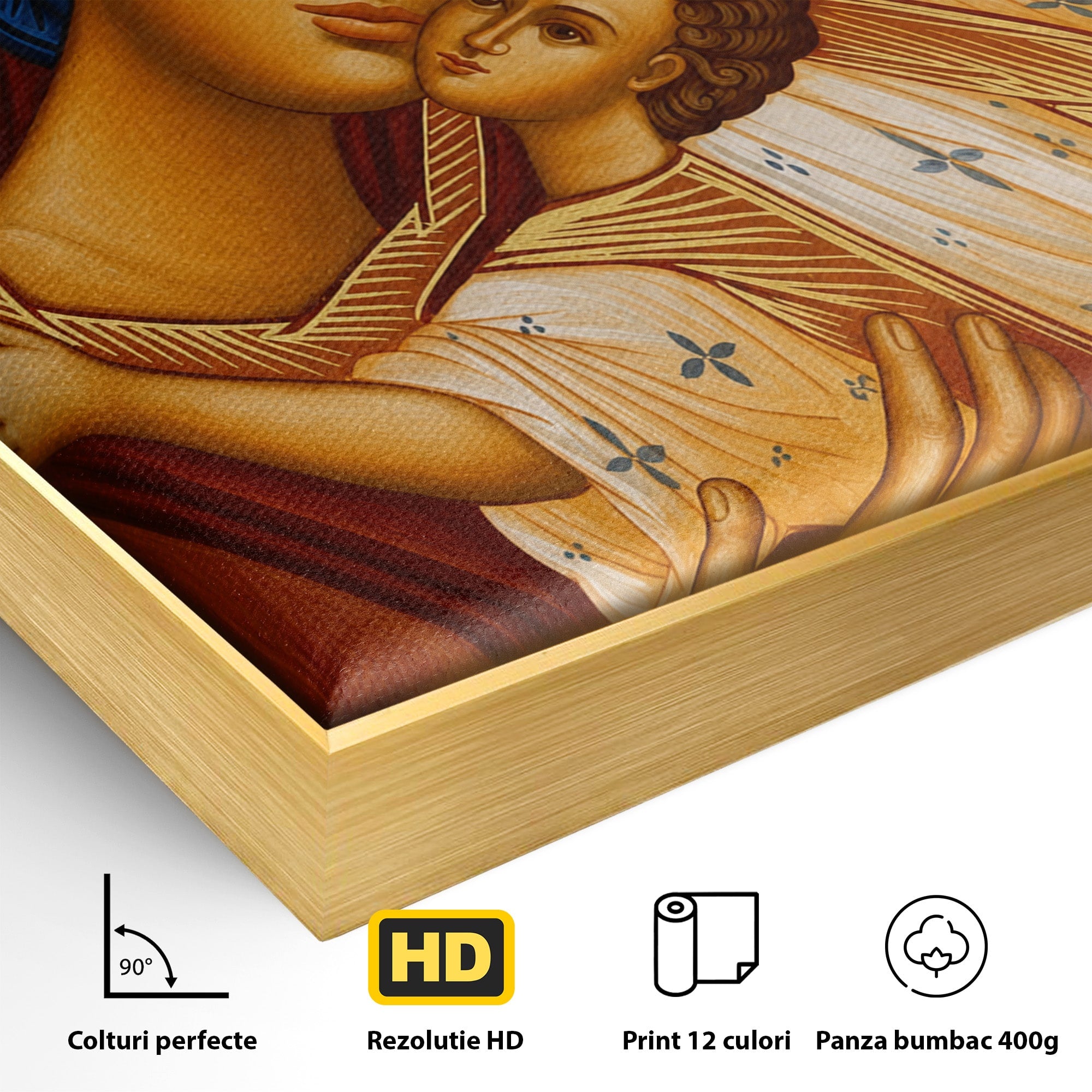 Tablou Canvas Premium LuxCanva® H1080, Icoana de Rugaciune Maica Domnului Paramythia, Icoana, Religie, Spiritualitate, Traditie, Living, Dormitor, Culori Vibrante