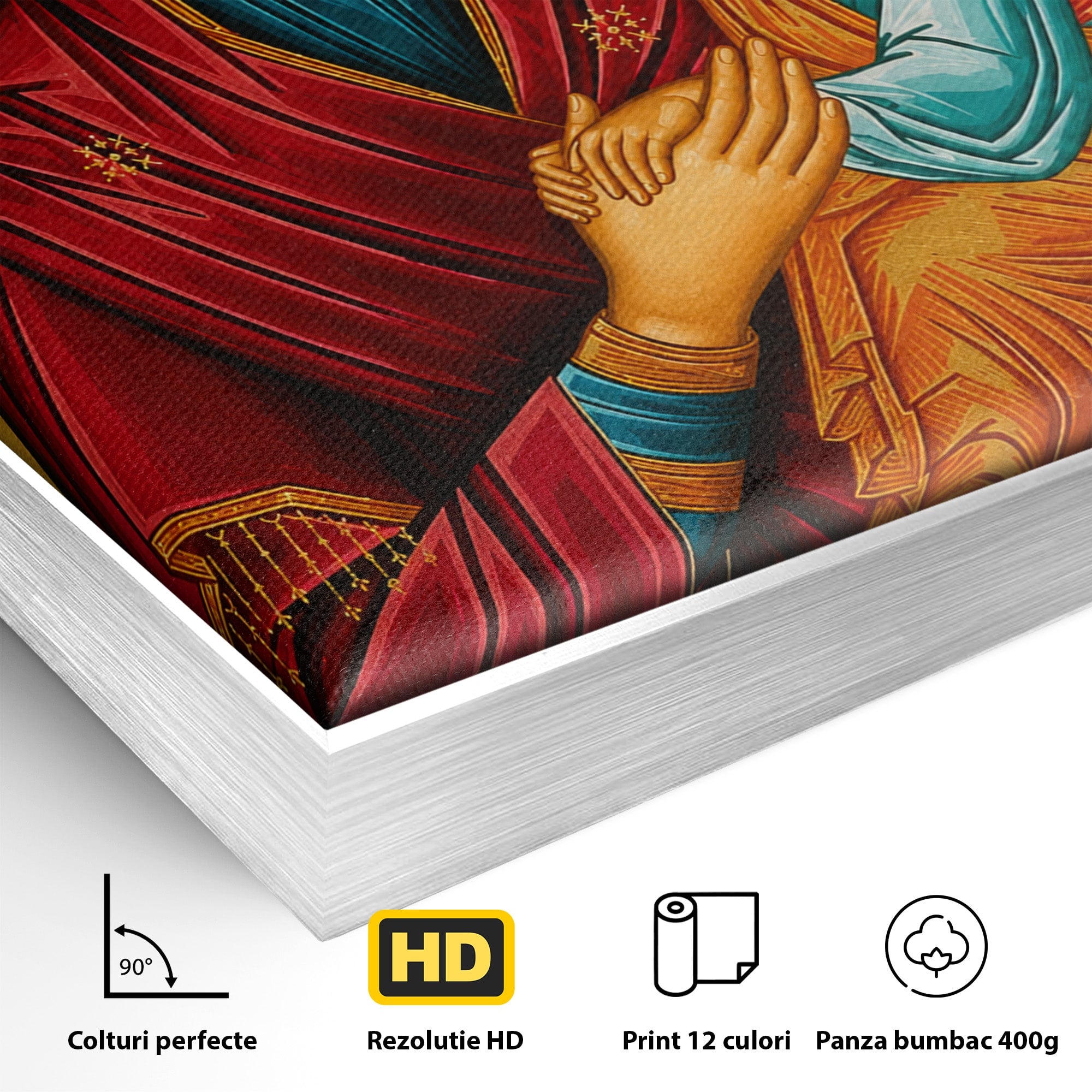 Tablou Canvas Premium LuxCanva® H1081, Icoana Ortodoxa Facatoare de Minuni, Icoana, Religie, Fecioara Maria, Spiritualitate, Dormitor, Culori Vibrante