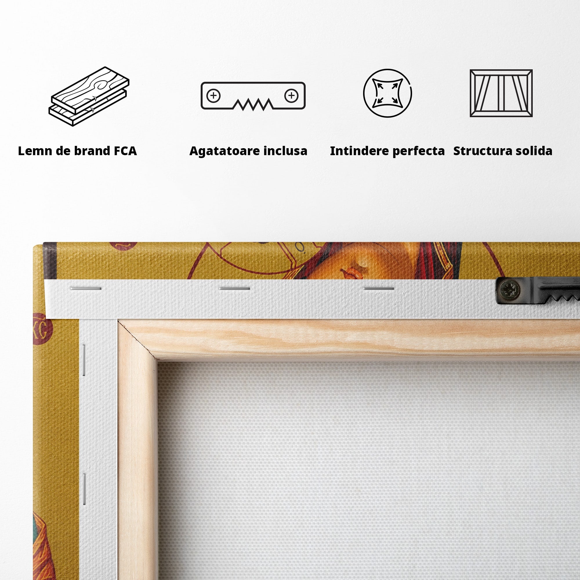 Tablou Canvas Premium LuxCanva® H1081, Icoana Ortodoxa Facatoare de Minuni, Icoana, Religie, Fecioara Maria, Spiritualitate, Dormitor, Culori Vibrante
