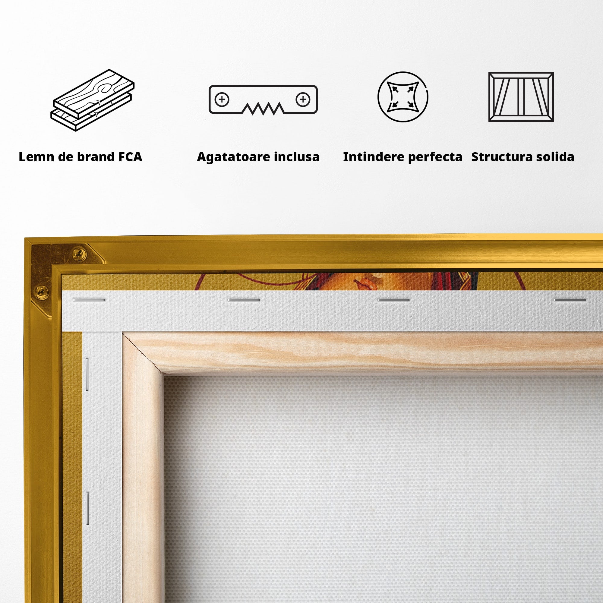 Tablou Canvas Premium LuxCanva® H1081, Icoana Ortodoxa Facatoare de Minuni, Icoana, Religie, Fecioara Maria, Spiritualitate, Dormitor, Culori Vibrante