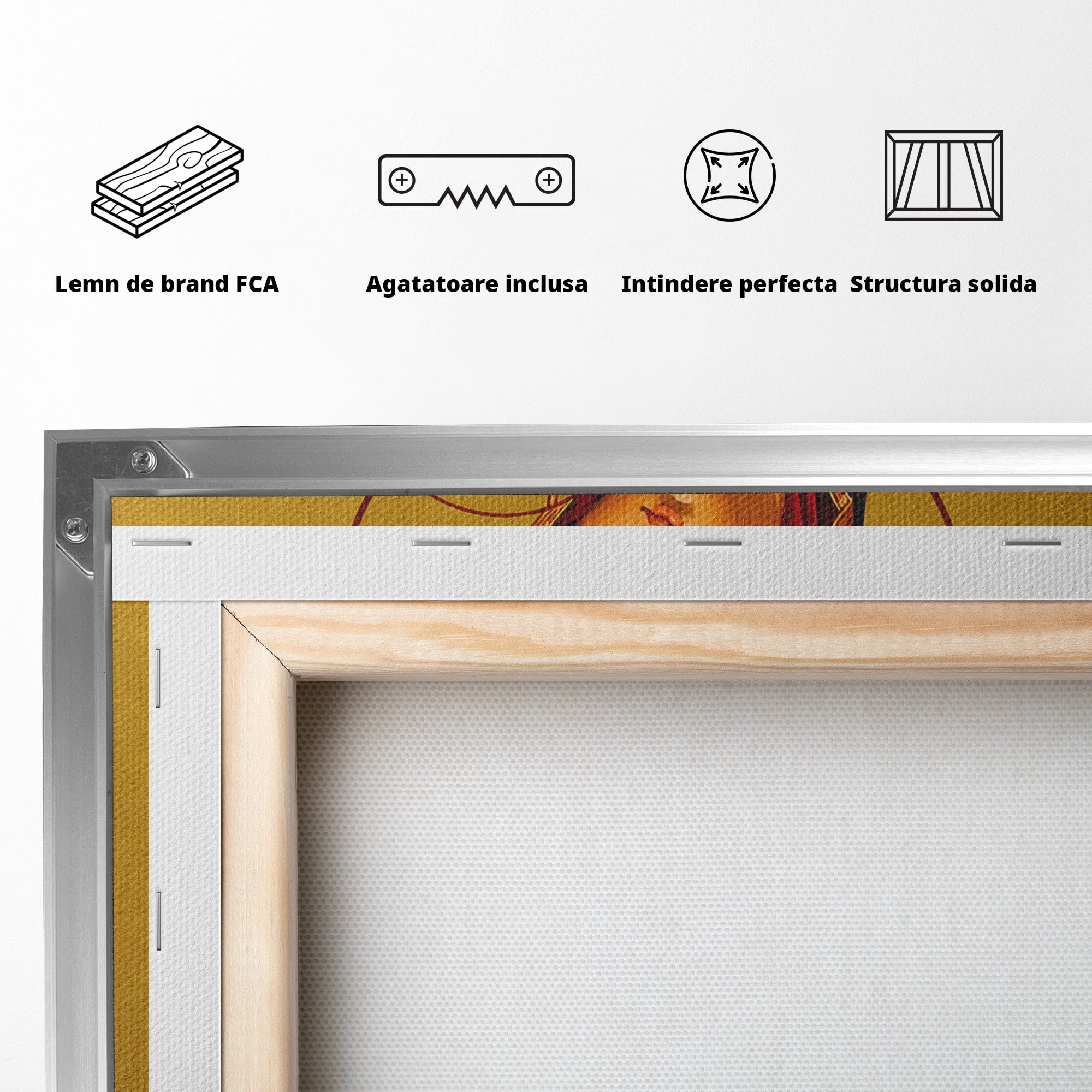 Tablou Canvas Premium LuxCanva® H1081, Icoana Ortodoxa Facatoare de Minuni, Icoana, Religie, Fecioara Maria, Spiritualitate, Dormitor, Culori Vibrante