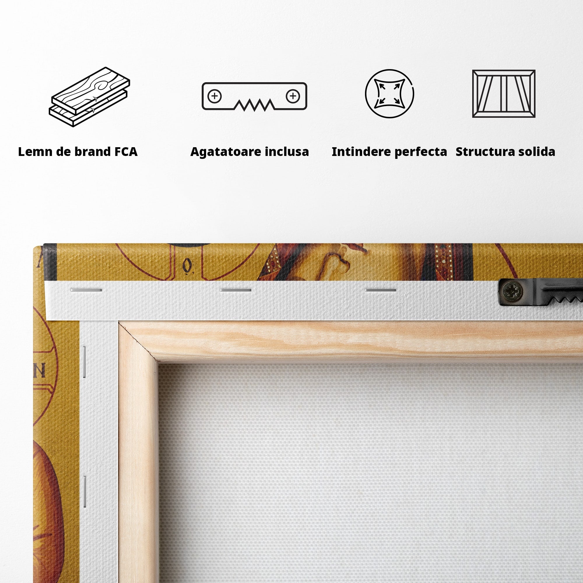 Tablou Canvas Premium LuxCanva® H1082, Icoana Maicii Domnului Portarita, Icoana, Religie, Bizantin, Arta Sacra, Dormitor, Hol, Culori Vibrante