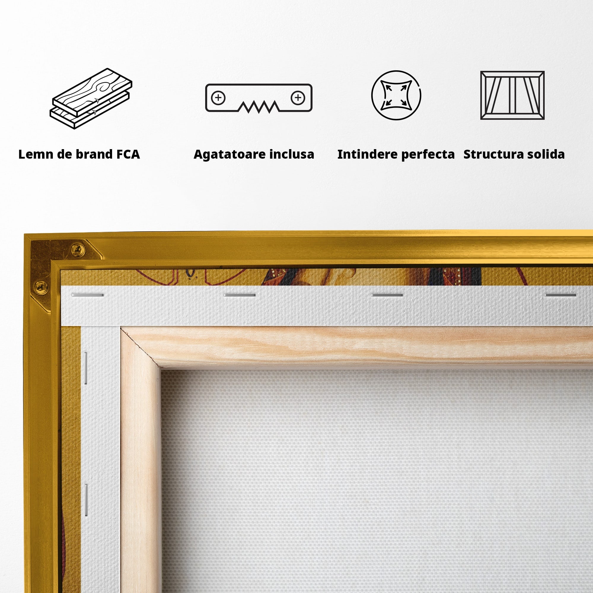 Tablou Canvas Premium LuxCanva® H1082, Icoana Maicii Domnului Portarita, Icoana, Religie, Bizantin, Arta Sacra, Dormitor, Hol, Culori Vibrante