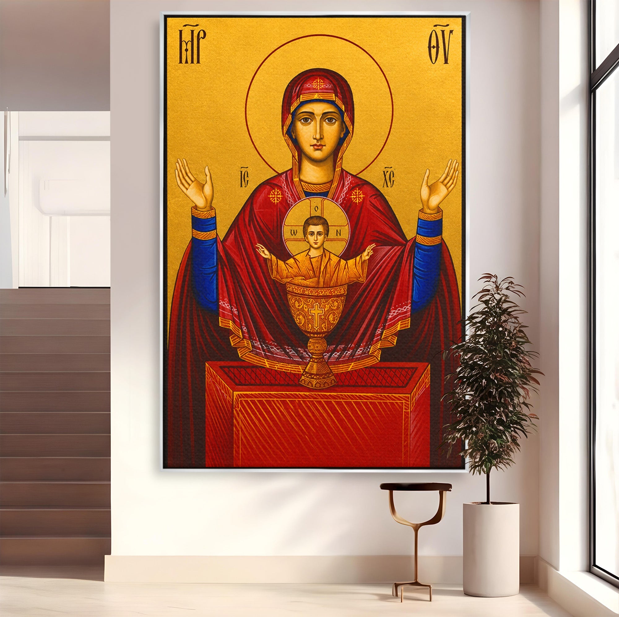 Tablou Canvas Premium LuxCanva® H1083, Icoana Protectoare Potirul Nesecat, Icoana, Bizantin, Religios, Maica Domnului, Rugaciune, Dormitor, Birou, Culori Vibrante