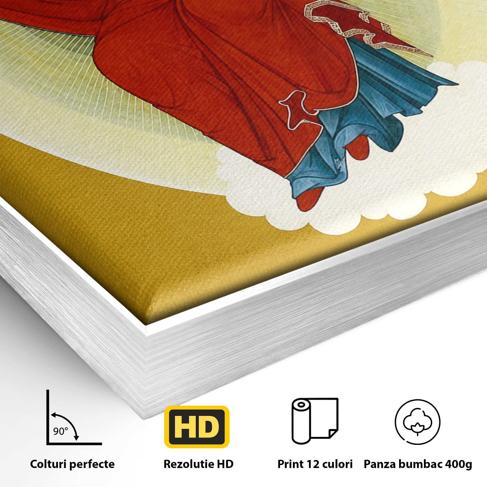 Tablou Canvas Premium LuxCanva® H1084, Icoana Pentru Binecuvantarea Casei si Gospodariei, Icoana, Religie, Spiritualitate, Arta Sacra, Dormitor, Hol, Culori Vibrante