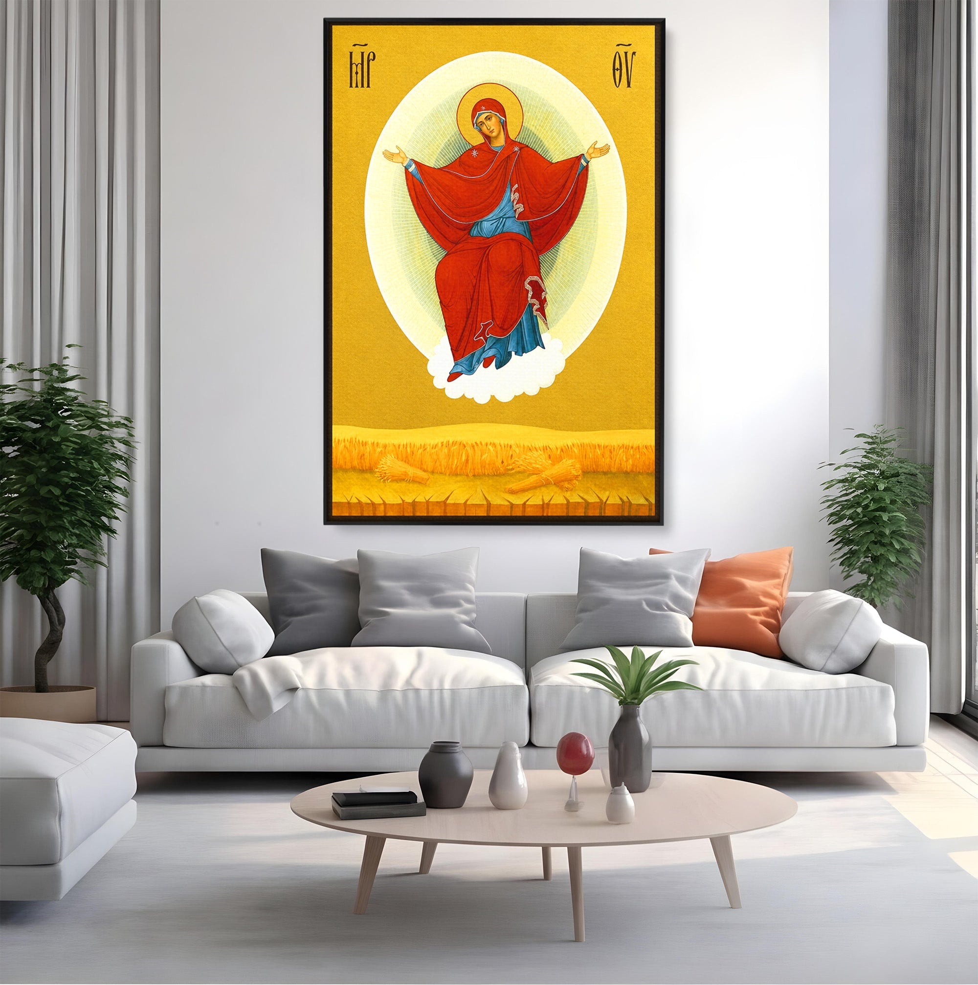 Tablou Canvas Premium LuxCanva® H1084, Icoana Pentru Binecuvantarea Casei si Gospodariei, Icoana, Religie, Spiritualitate, Arta Sacra, Dormitor, Hol, Culori Vibrante