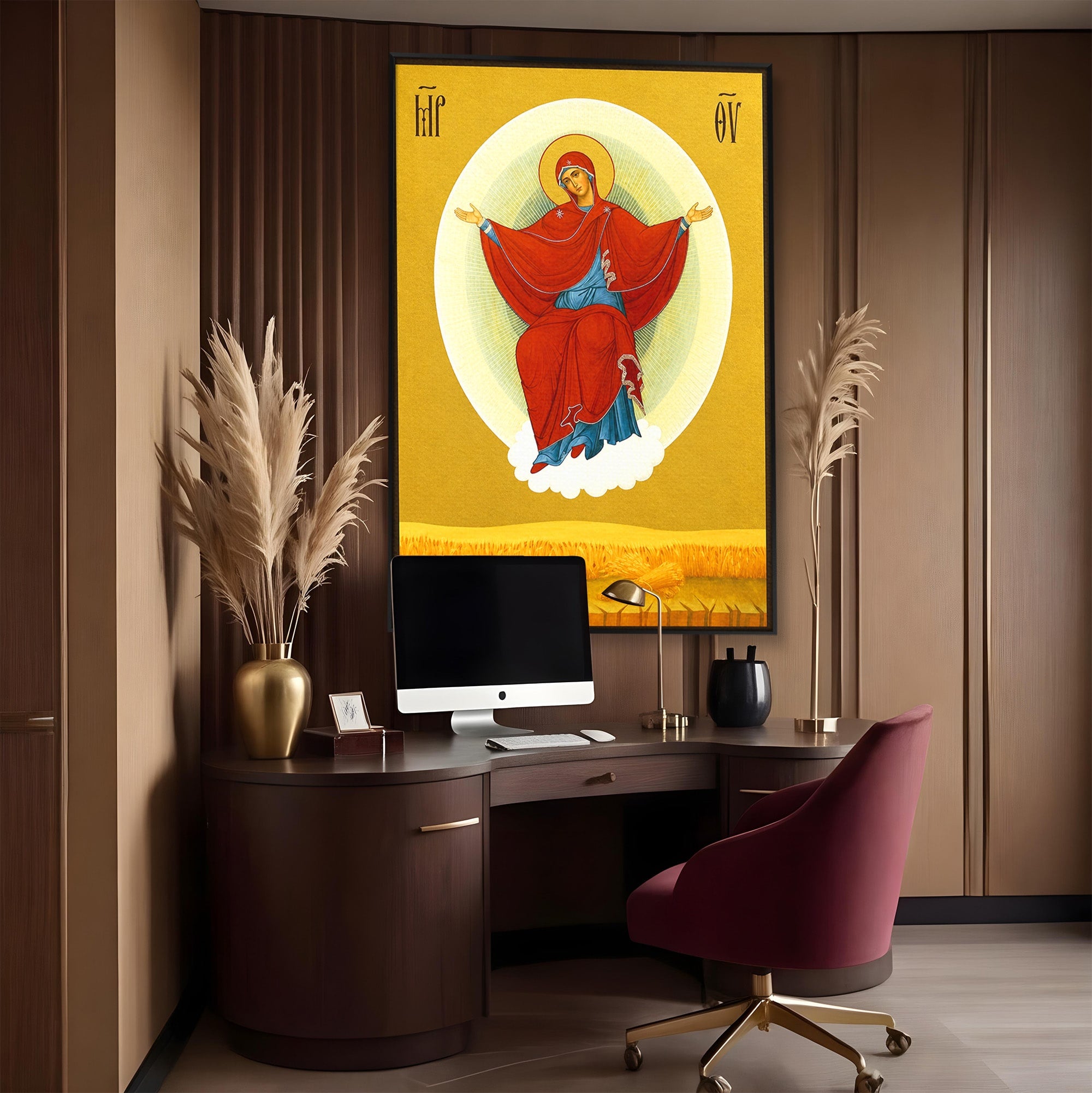 Tablou Canvas Premium LuxCanva® H1084, Icoana Pentru Binecuvantarea Casei si Gospodariei, Icoana, Religie, Spiritualitate, Arta Sacra, Dormitor, Hol, Culori Vibrante