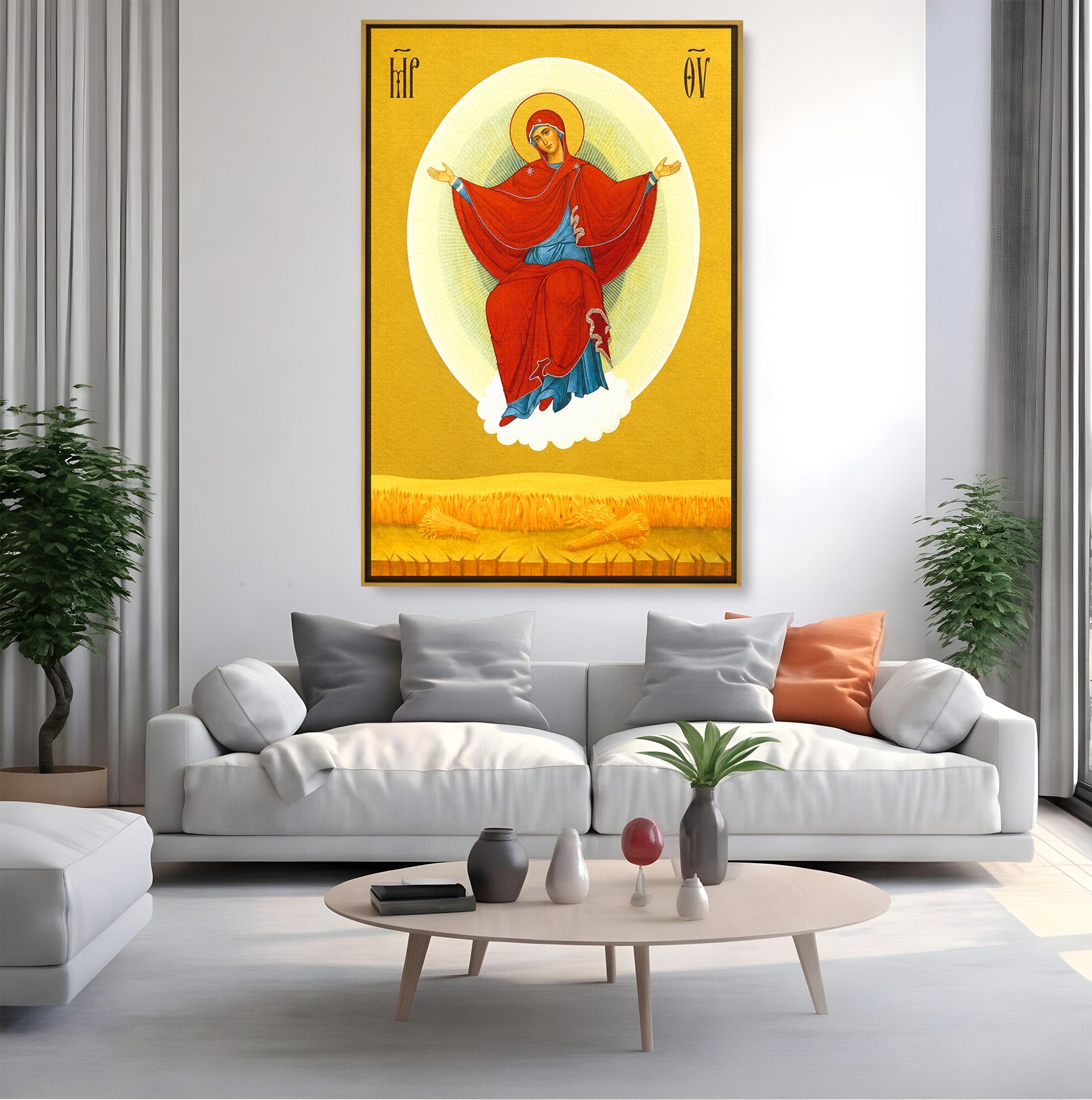 Tablou Canvas Premium LuxCanva® H1084, Icoana Pentru Binecuvantarea Casei si Gospodariei, Icoana, Religie, Spiritualitate, Arta Sacra, Dormitor, Hol, Culori Vibrante