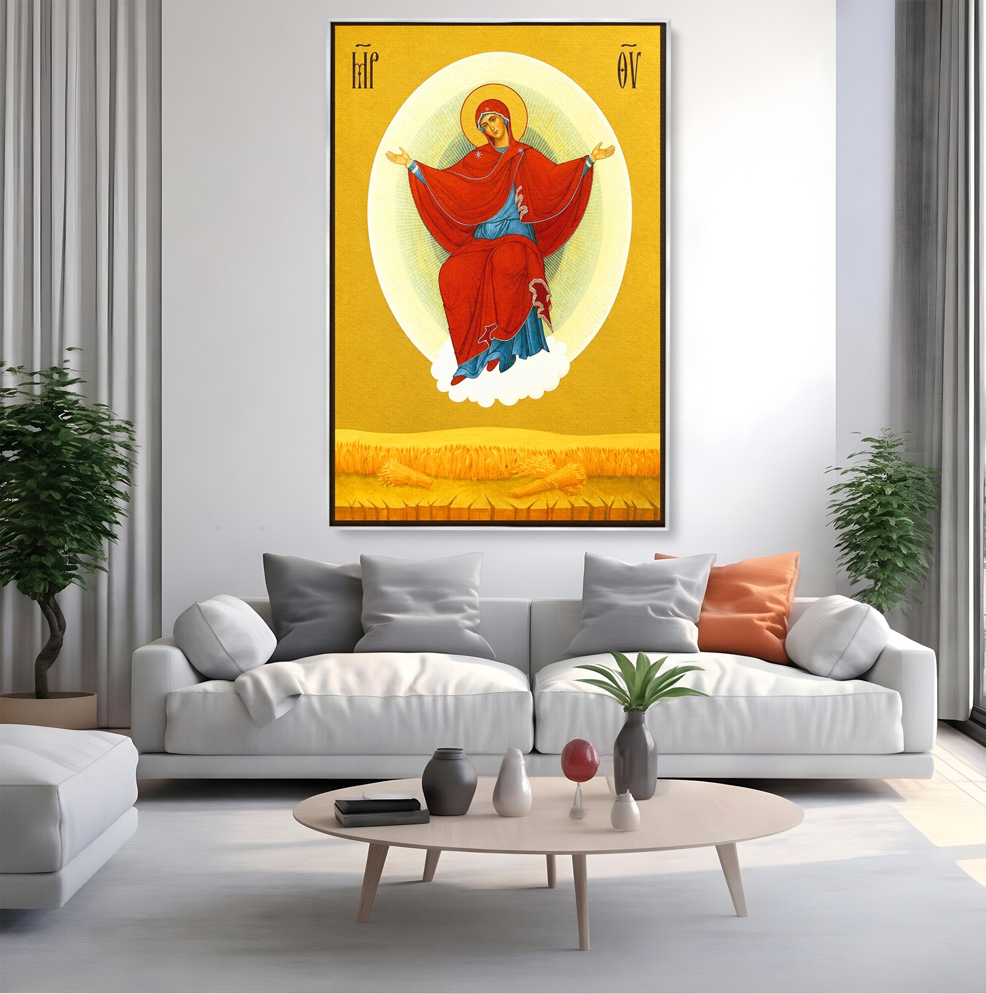 Tablou Canvas Premium LuxCanva® H1084, Icoana Pentru Binecuvantarea Casei si Gospodariei, Icoana, Religie, Spiritualitate, Arta Sacra, Dormitor, Hol, Culori Vibrante