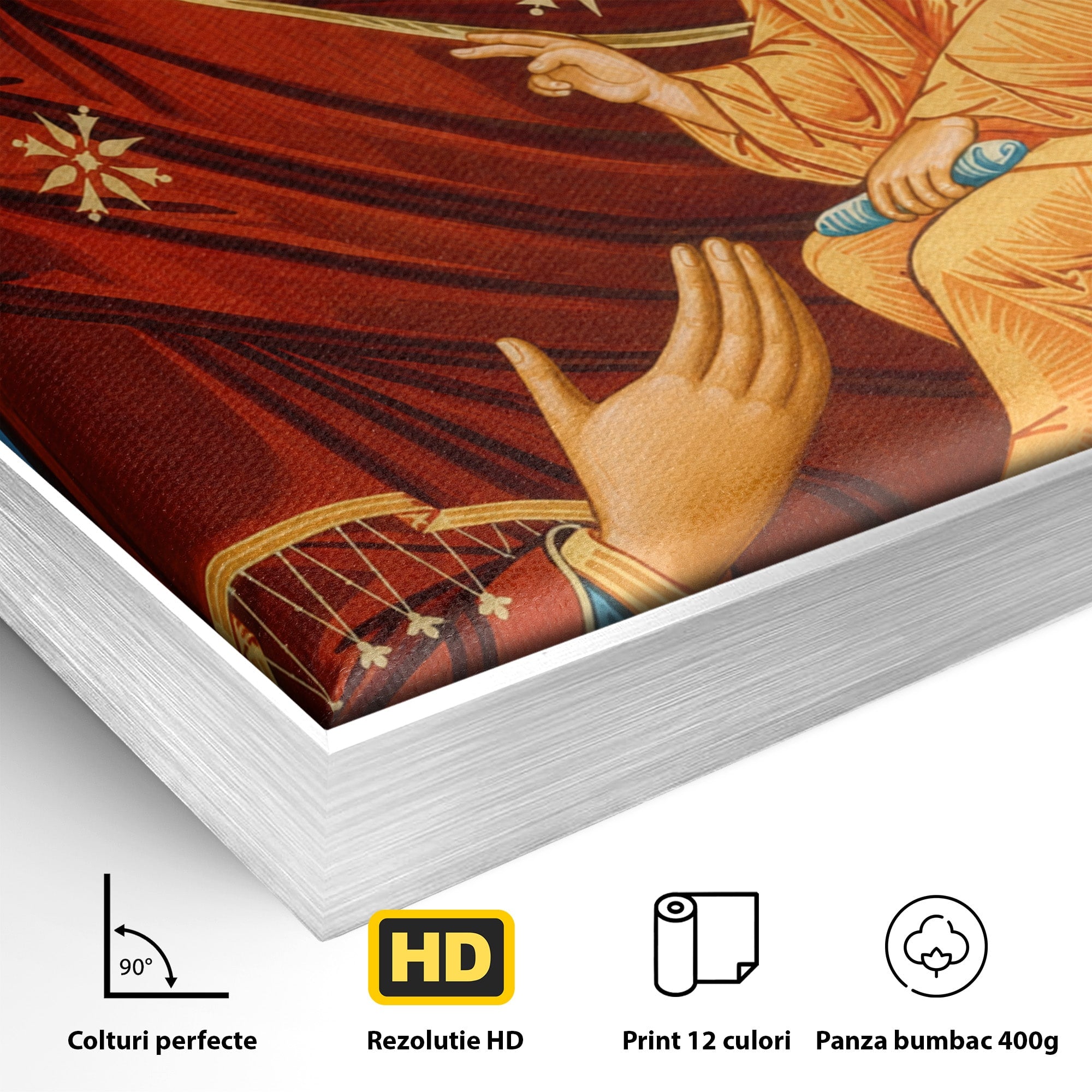 Tablou Canvas Premium LuxCanva® H1085, Icoana Maicii Domnului Tihvin, Icoana, Religios, Spiritualitate, Ortodox, Dormitor, Birou, Culori Vibrante