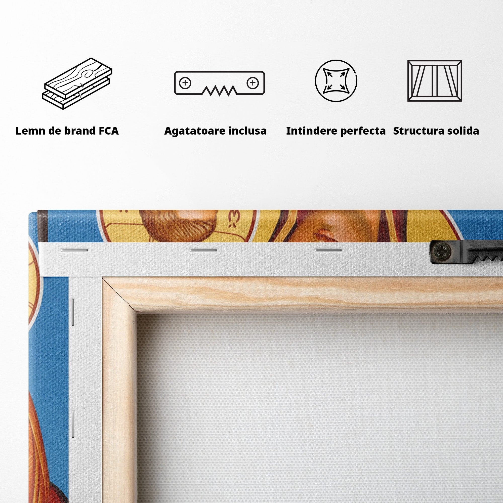 Tablou Canvas Premium LuxCanva® H1085, Icoana Maicii Domnului Tihvin, Icoana, Religios, Spiritualitate, Ortodox, Dormitor, Birou, Culori Vibrante