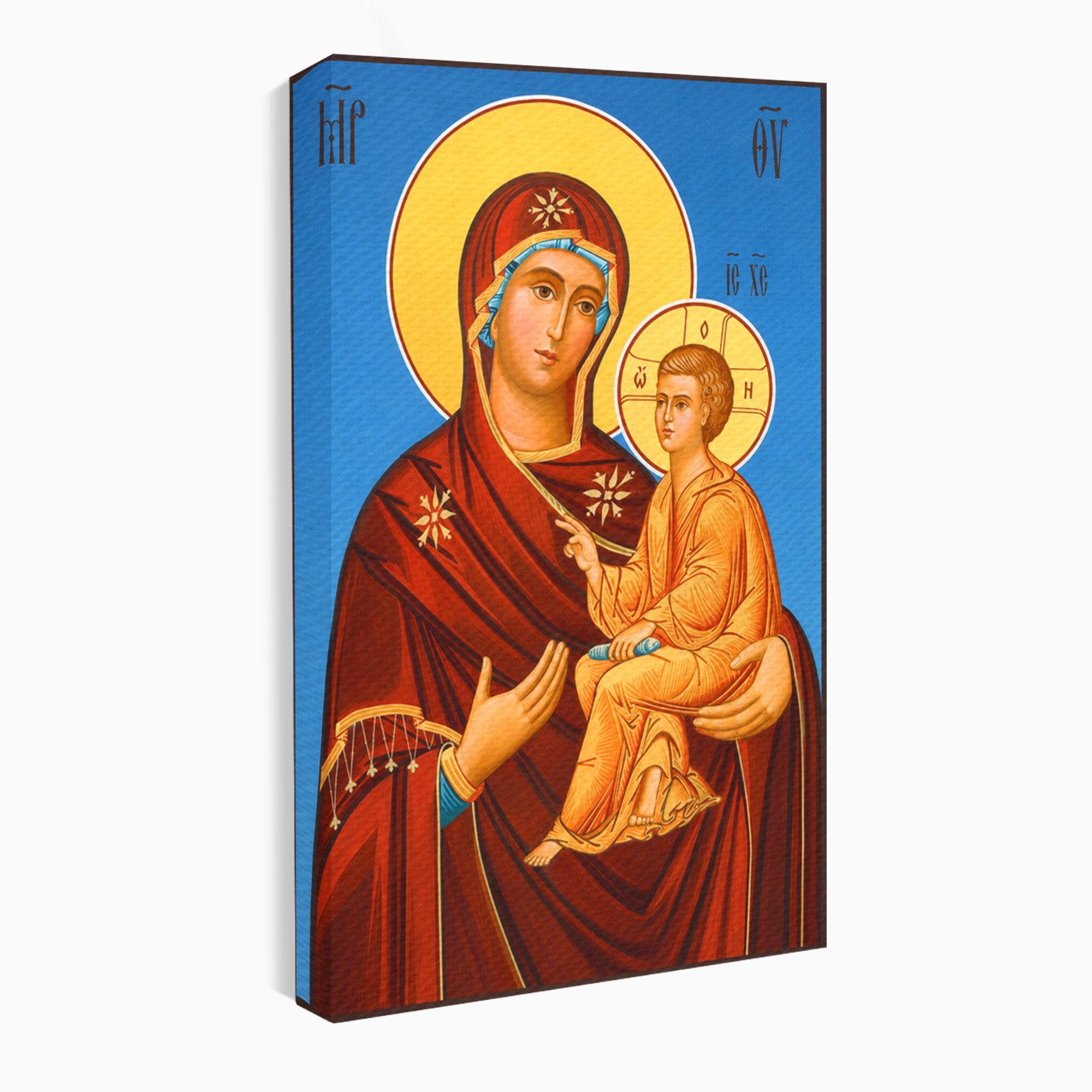 Tablou Canvas Premium LuxCanva® H1085, Icoana Maicii Domnului Tihvin, Icoana, Religios, Spiritualitate, Ortodox, Dormitor, Birou, Culori Vibrante