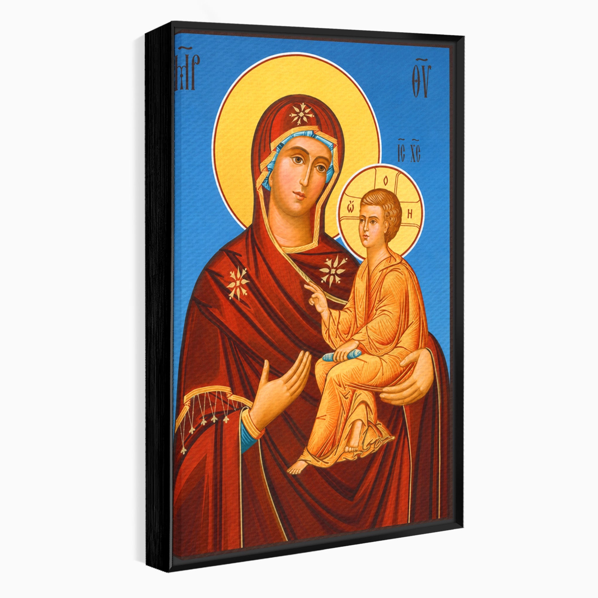 Tablou Canvas Premium LuxCanva® H1085, Icoana Maicii Domnului Tihvin, Icoana, Religios, Spiritualitate, Ortodox, Dormitor, Birou, Culori Vibrante