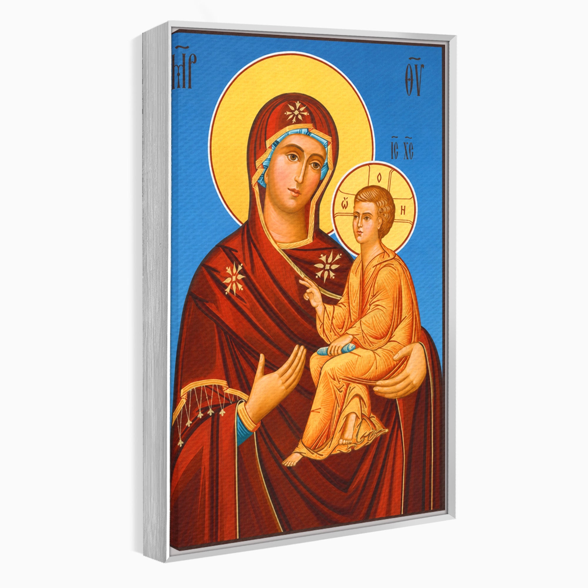 Tablou Canvas Premium LuxCanva® H1085, Icoana Maicii Domnului Tihvin, Icoana, Religios, Spiritualitate, Ortodox, Dormitor, Birou, Culori Vibrante