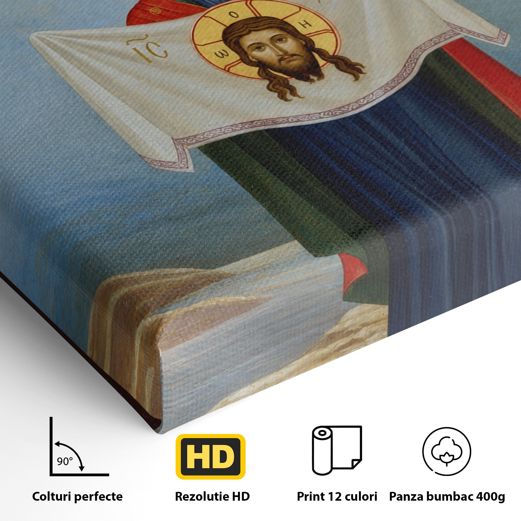 Tablou Canvas Premium LuxCanva® H1086, Icoana Protectiei si Biruintei Spirituale, Icoana, Religie, Credinta, Arta Sacra, Dormitor, Culori Vibrante