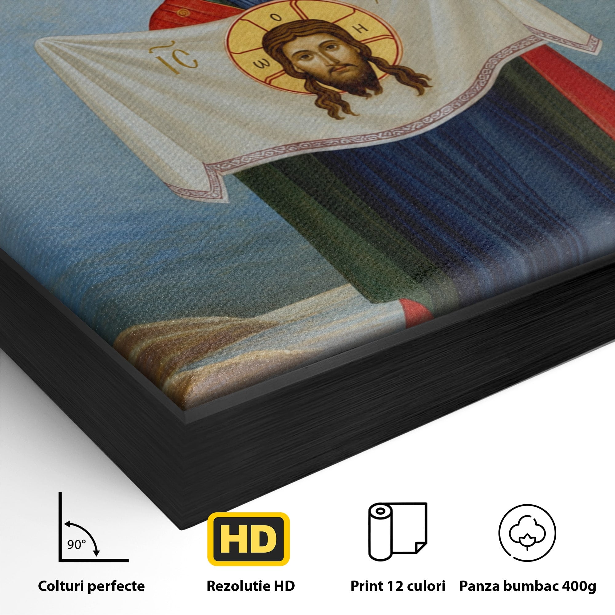 Tablou Canvas Premium LuxCanva® H1086, Icoana Protectiei si Biruintei Spirituale, Icoana, Religie, Credinta, Arta Sacra, Dormitor, Culori Vibrante