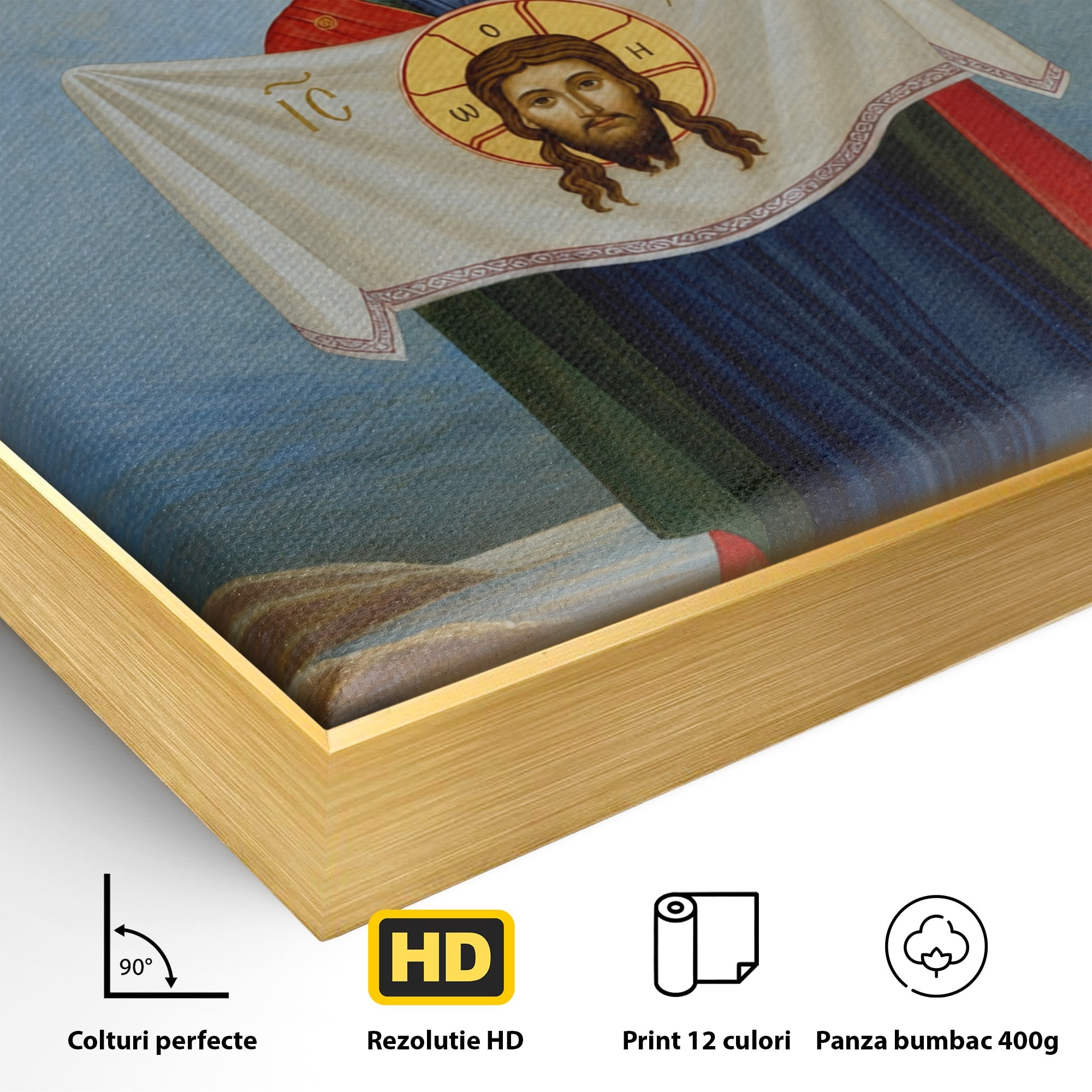 Tablou Canvas Premium LuxCanva® H1086, Icoana Protectiei si Biruintei Spirituale, Icoana, Religie, Credinta, Arta Sacra, Dormitor, Culori Vibrante