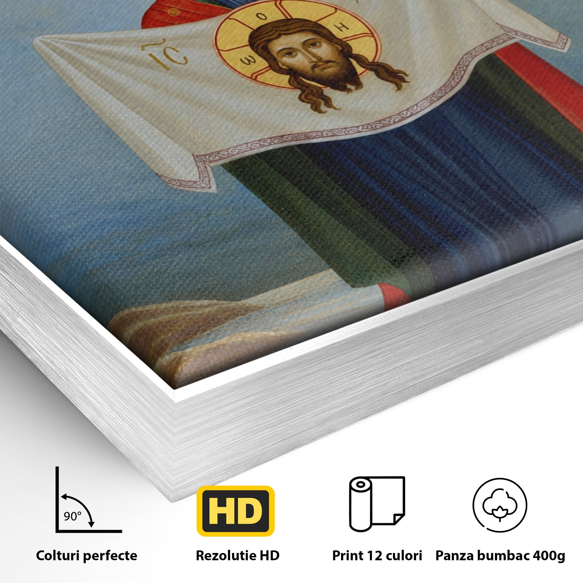 Tablou Canvas Premium LuxCanva® H1086, Icoana Protectiei si Biruintei Spirituale, Icoana, Religie, Credinta, Arta Sacra, Dormitor, Culori Vibrante