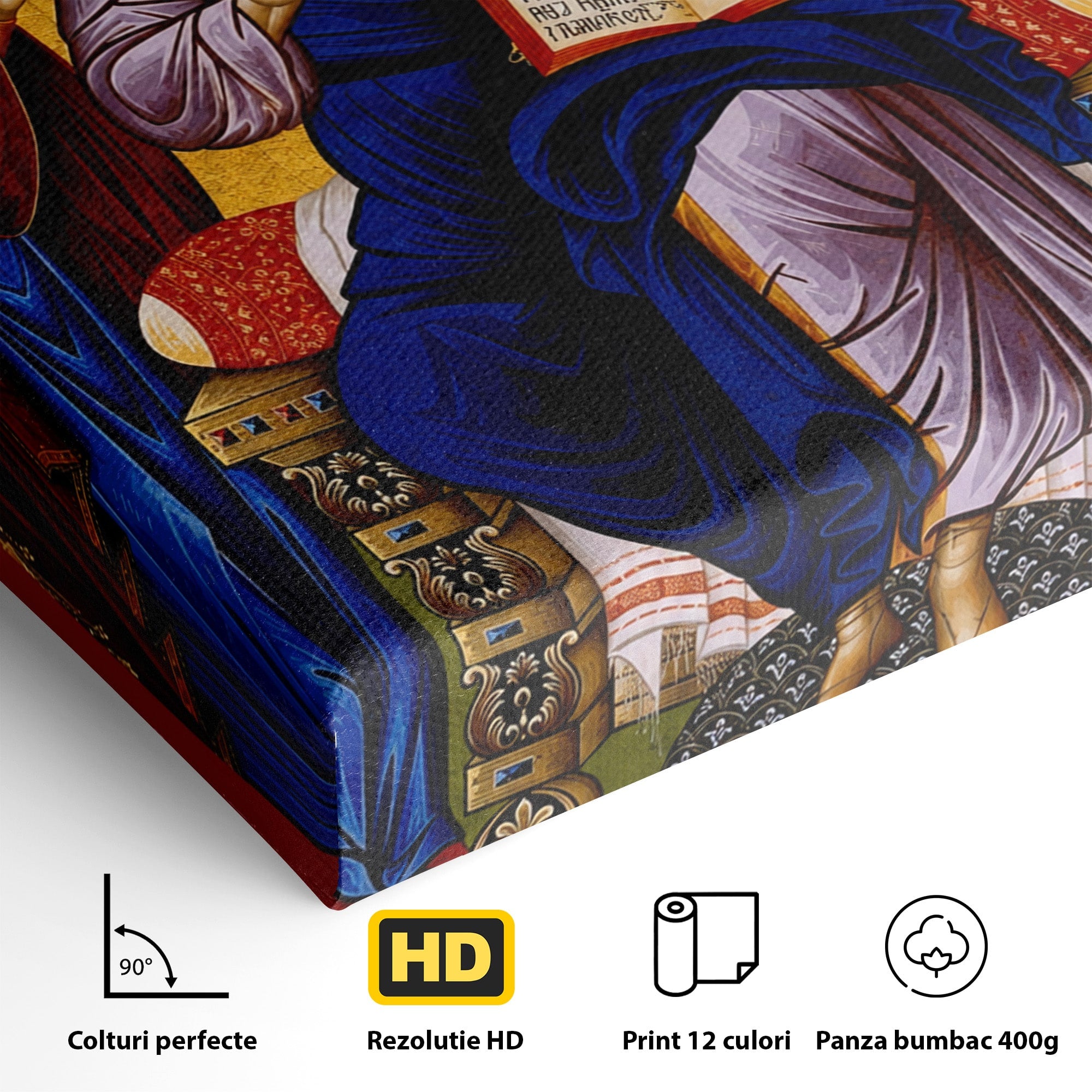 Tablou Canvas Premium LuxCanva® H1087, Icoana Religioasa Hristos Imparatul, Icoana, Religie, Bizantin, Spiritualitate, Dormitor, Culori Vibrante