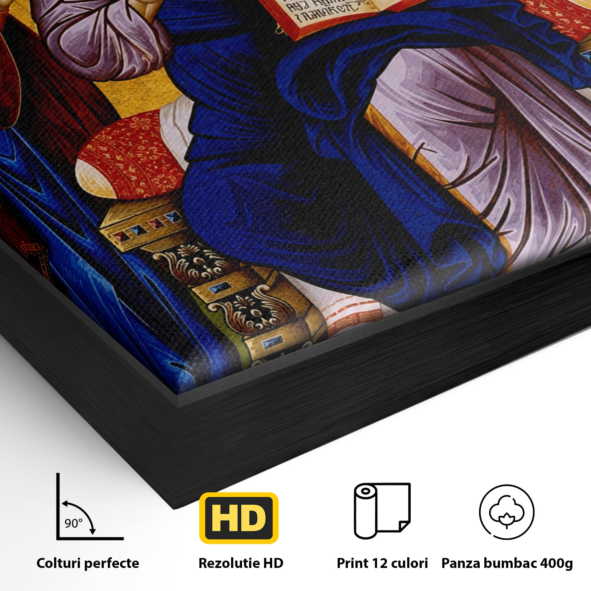 Tablou Canvas Premium LuxCanva® H1087, Icoana Religioasa Hristos Imparatul, Icoana, Religie, Bizantin, Spiritualitate, Dormitor, Culori Vibrante