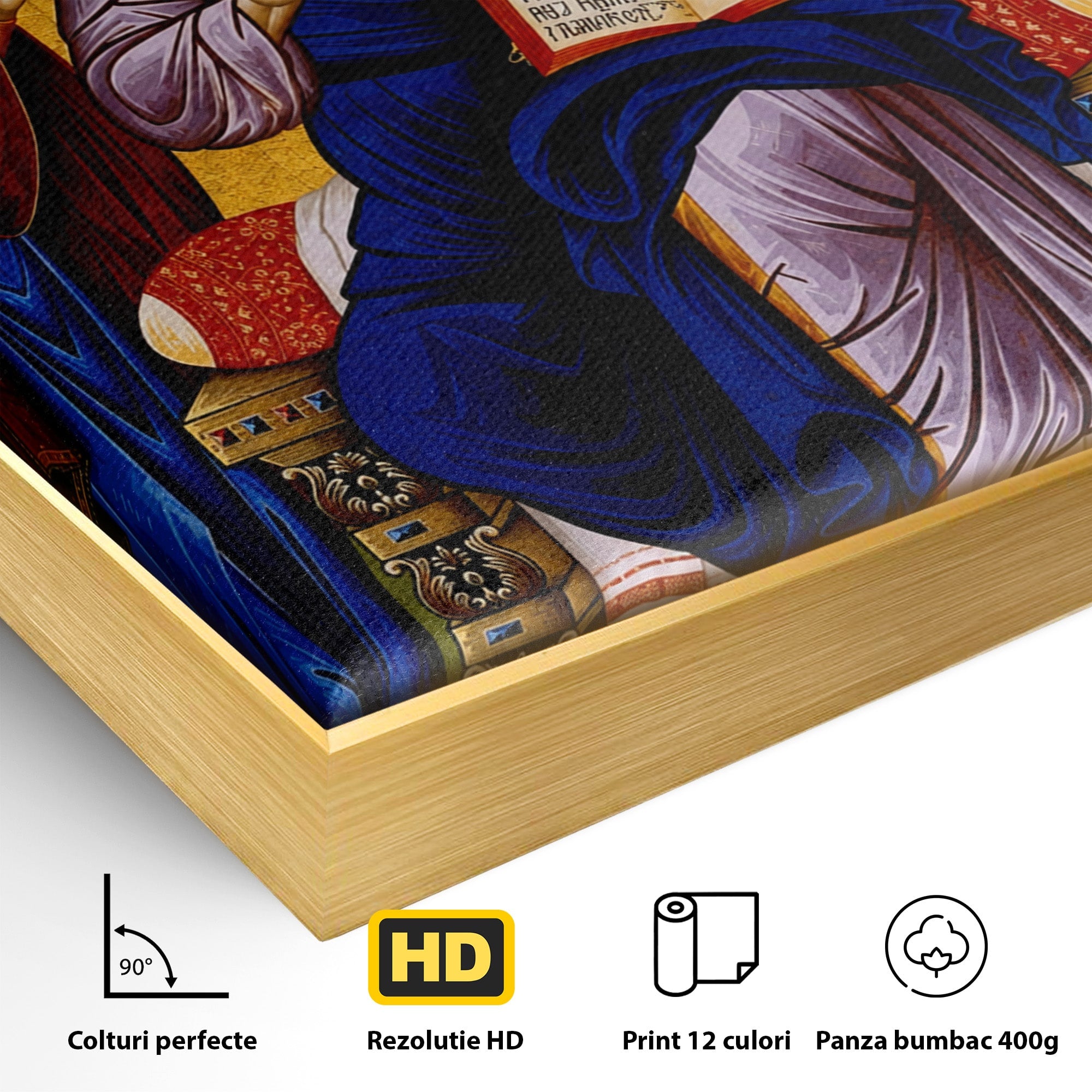 Tablou Canvas Premium LuxCanva® H1087, Icoana Religioasa Hristos Imparatul, Icoana, Religie, Bizantin, Spiritualitate, Dormitor, Culori Vibrante