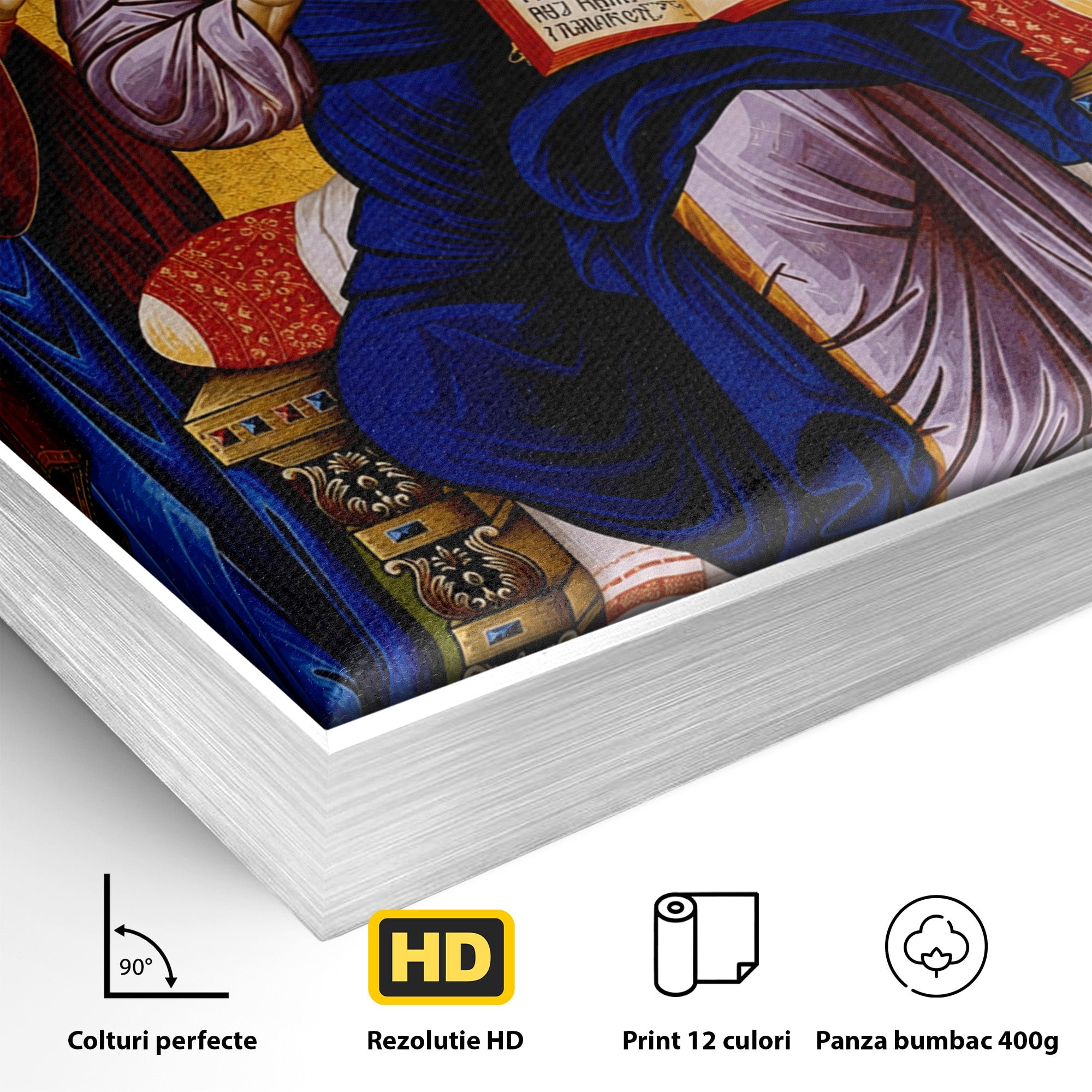 Tablou Canvas Premium LuxCanva® H1087, Icoana Religioasa Hristos Imparatul, Icoana, Religie, Bizantin, Spiritualitate, Dormitor, Culori Vibrante