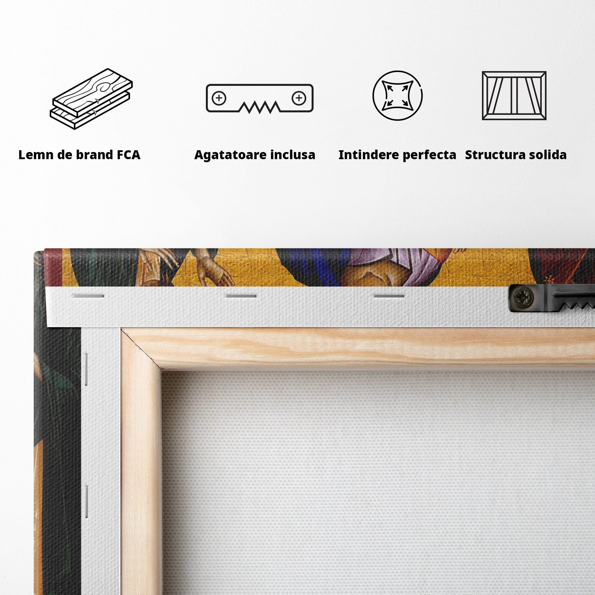 Tablou Canvas Premium LuxCanva® H1087, Icoana Religioasa Hristos Imparatul, Icoana, Religie, Bizantin, Spiritualitate, Dormitor, Culori Vibrante