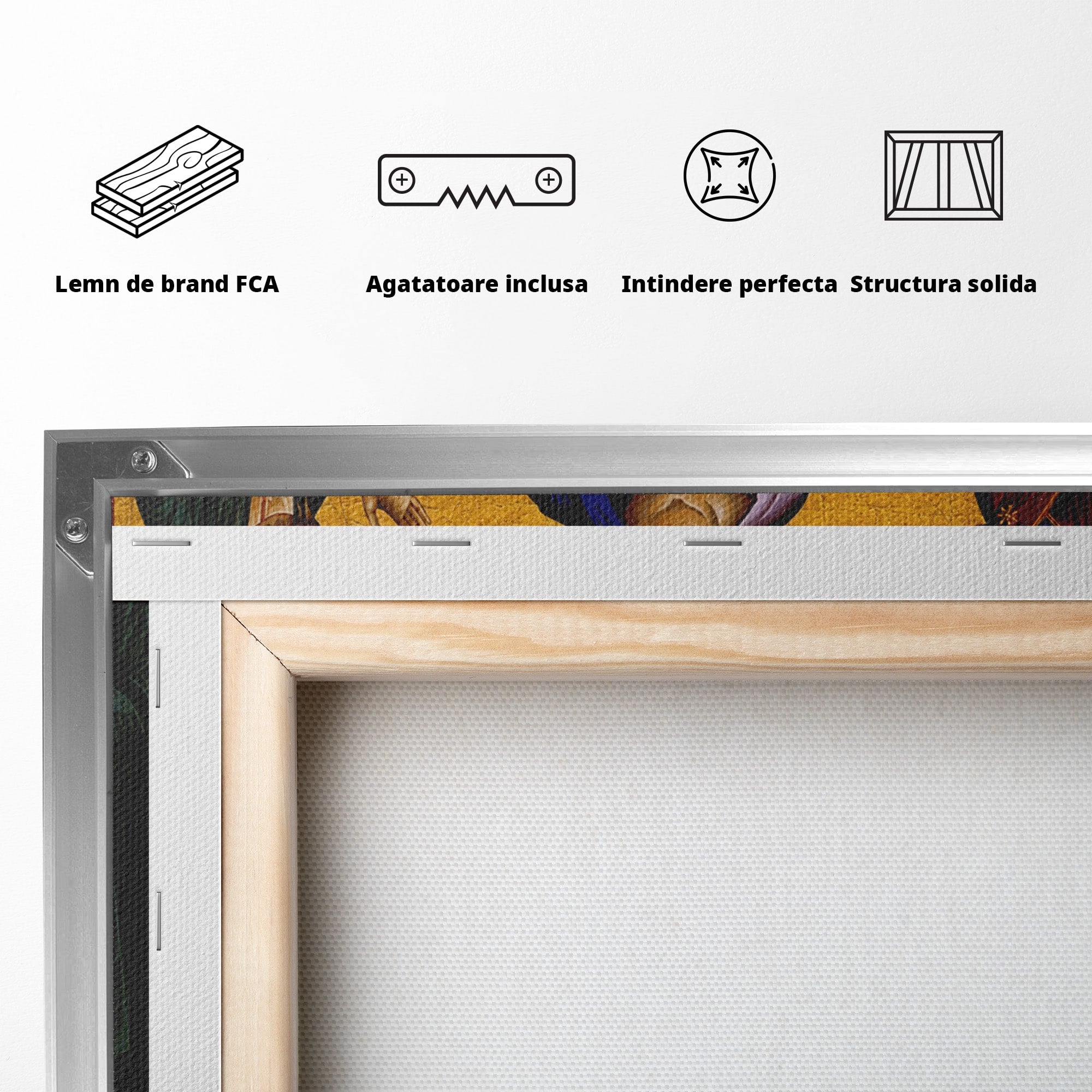 Tablou Canvas Premium LuxCanva® H1087, Icoana Religioasa Hristos Imparatul, Icoana, Religie, Bizantin, Spiritualitate, Dormitor, Culori Vibrante