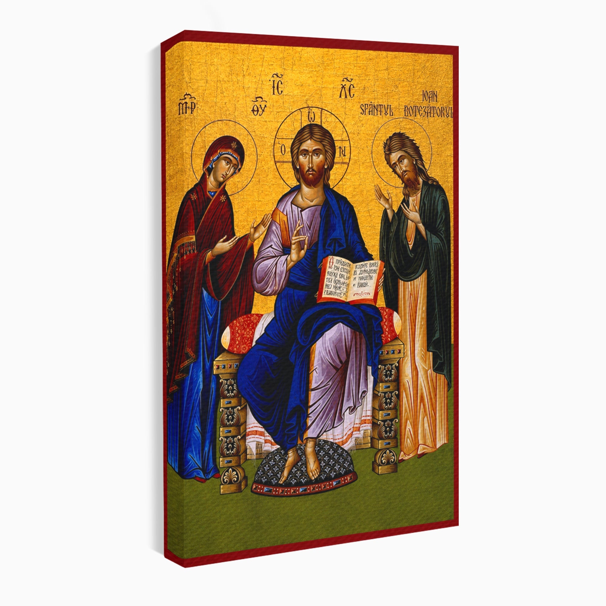 Tablou Canvas Premium LuxCanva® H1087, Icoana Religioasa Hristos Imparatul, Icoana, Religie, Bizantin, Spiritualitate, Dormitor, Culori Vibrante