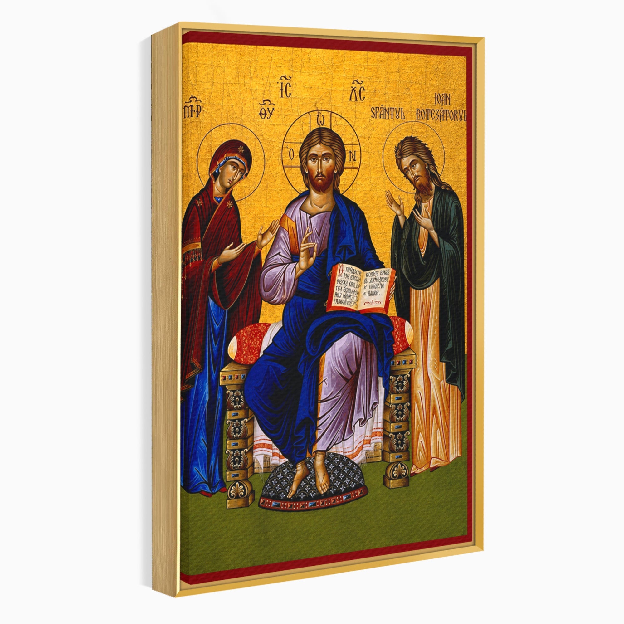 Tablou Canvas Premium LuxCanva® H1087, Icoana Religioasa Hristos Imparatul, Icoana, Religie, Bizantin, Spiritualitate, Dormitor, Culori Vibrante