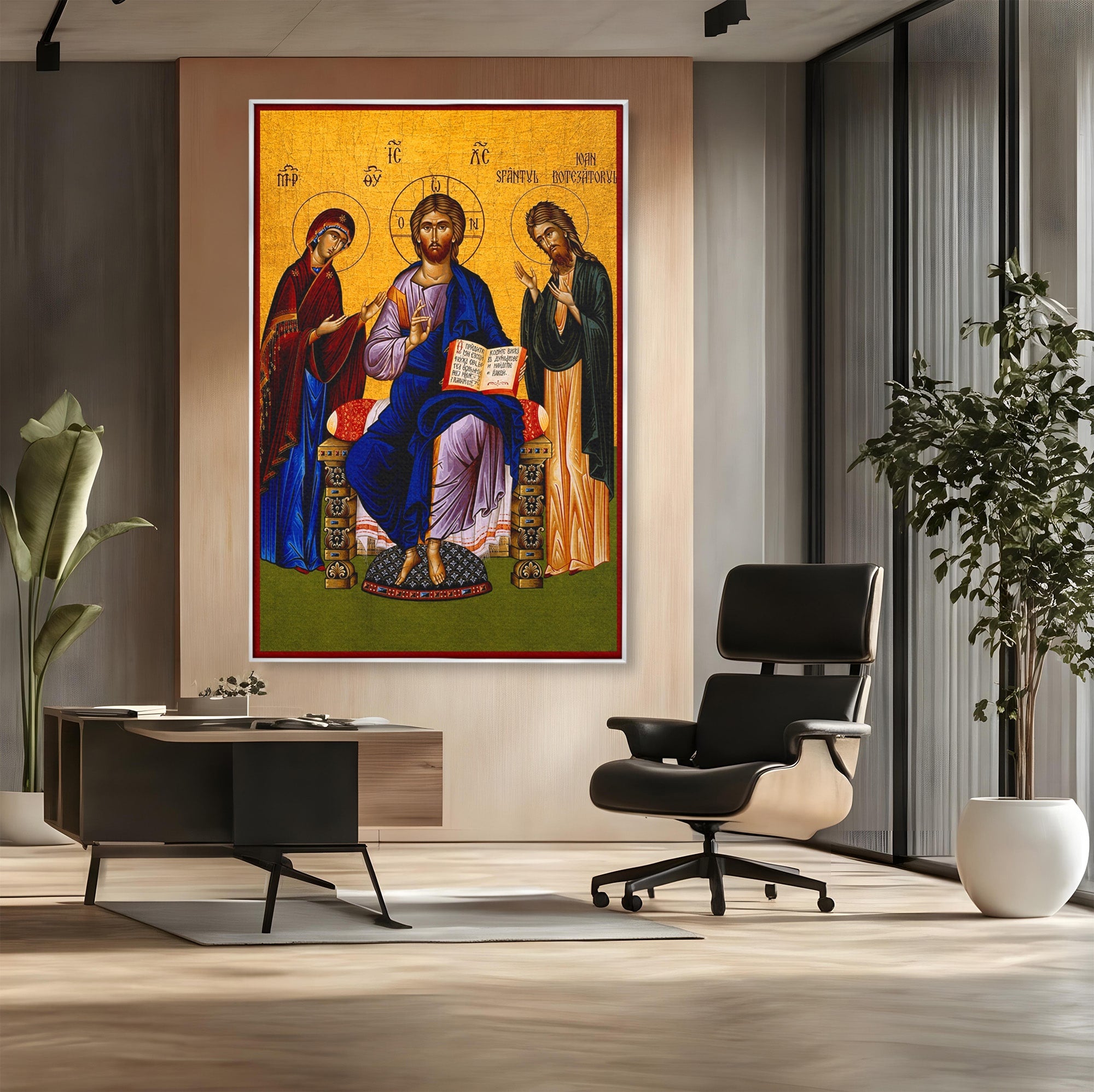 Tablou Canvas Premium LuxCanva® H1087, Icoana Religioasa Hristos Imparatul, Icoana, Religie, Bizantin, Spiritualitate, Dormitor, Culori Vibrante