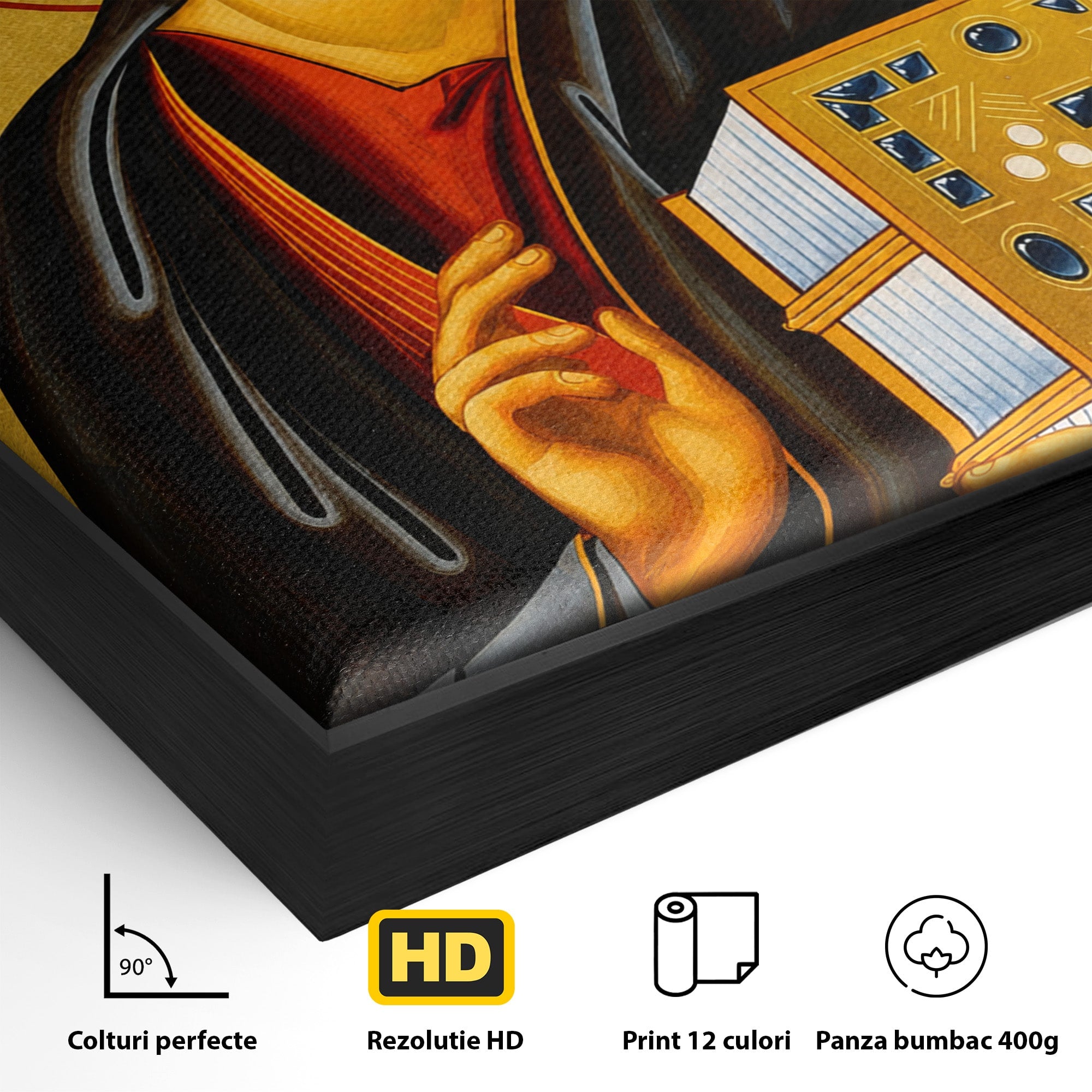 Tablou Canvas Premium LuxCanva® H1088, Icoana Iisus Hristos Pantocrator, Icoana, Bizantin, Religie, Spiritualitate, Dormitor, Birou, Culori Vibrante