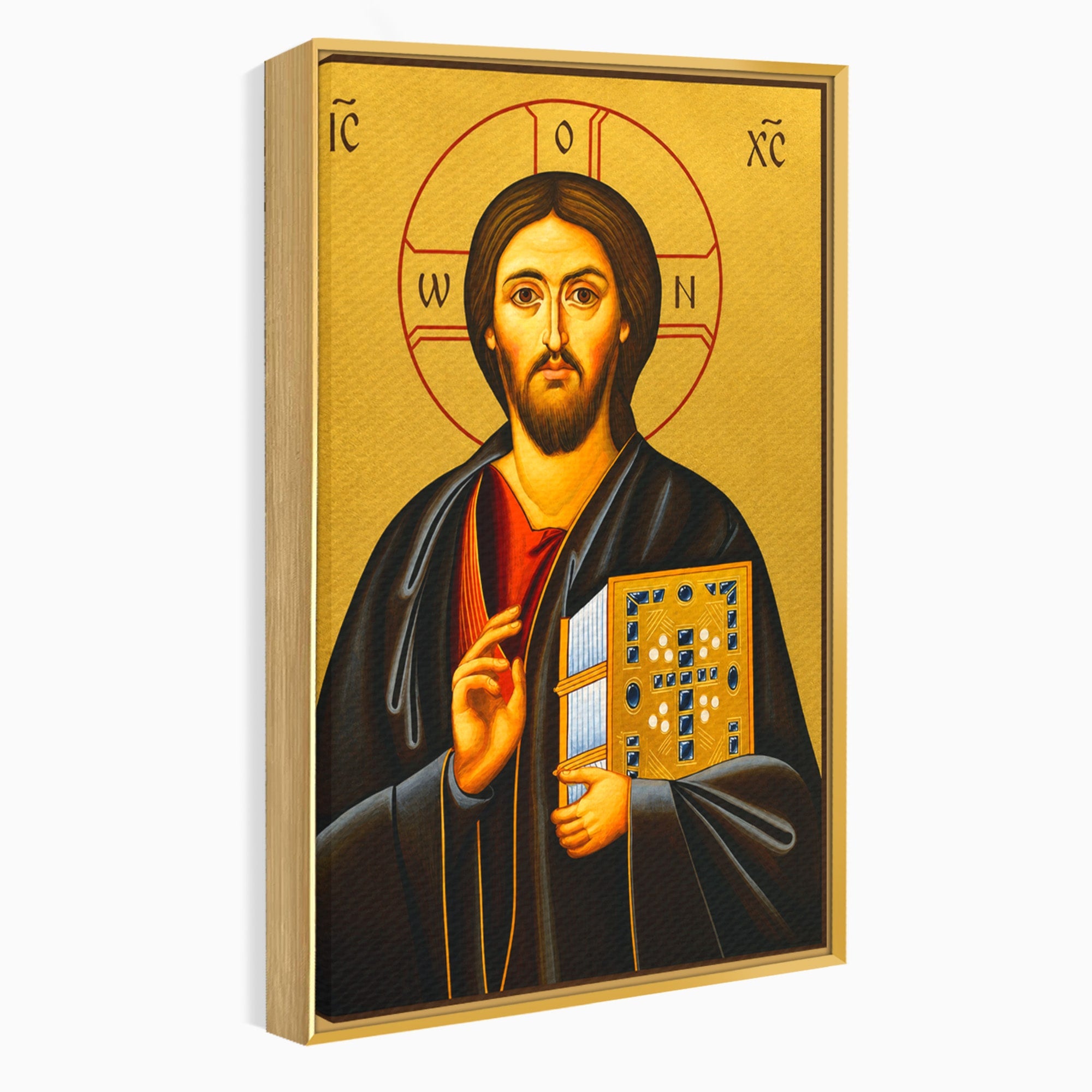 Tablou Canvas Premium LuxCanva® H1088, Icoana Iisus Hristos Pantocrator, Icoana, Bizantin, Religie, Spiritualitate, Dormitor, Birou, Culori Vibrante