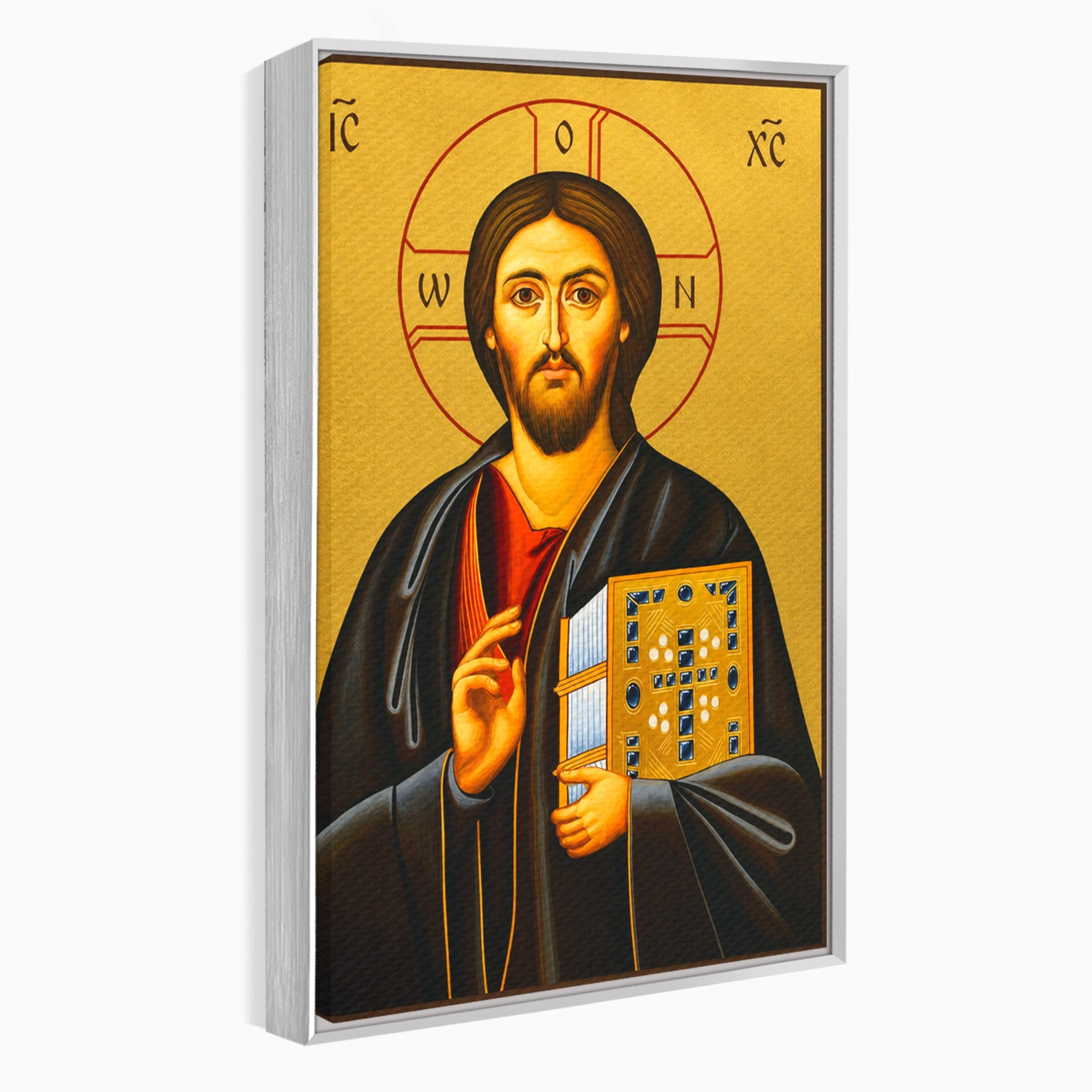 Tablou Canvas Premium LuxCanva® H1088, Icoana Iisus Hristos Pantocrator, Icoana, Bizantin, Religie, Spiritualitate, Dormitor, Birou, Culori Vibrante