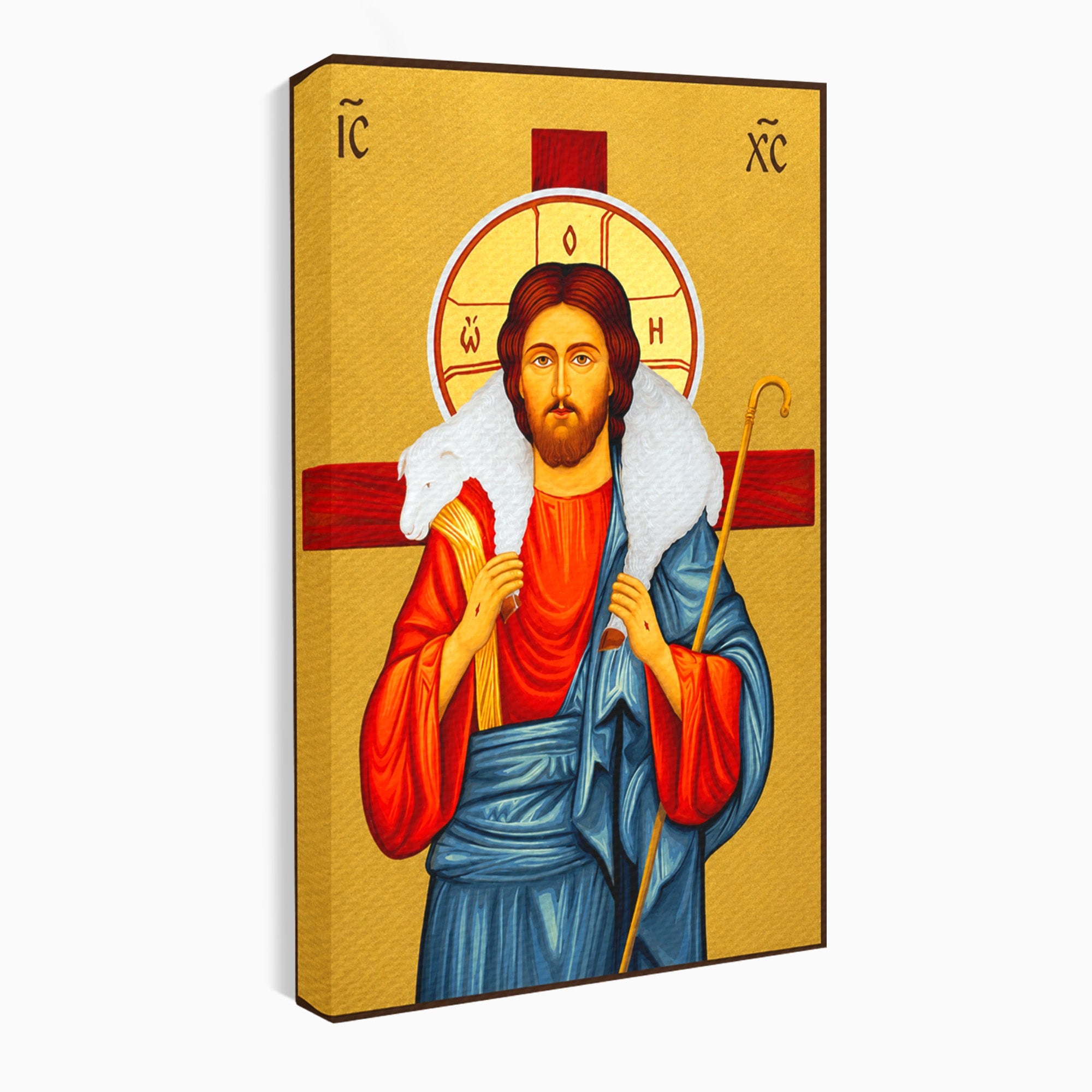 Tablou Canvas Premium LuxCanva® H1089, Icoana Bunului Pastor, Icoana, Religie, Spiritualitate, Credinta, Dormitor, Birou, Culori Vibrante