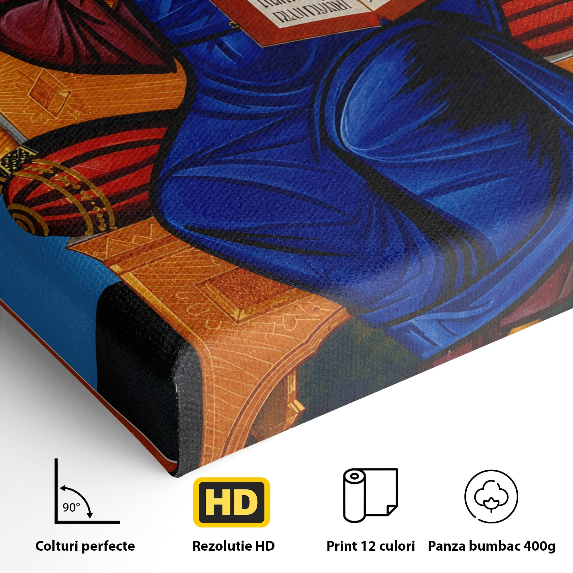 Tablou Canvas Premium LuxCanva® H1090, Icoana Iisus Hristos Pantocrator pe Tron, Icoana, Religie, Bizantin, Arta Sacra, Dormitor, Birou, Culori Vibrante