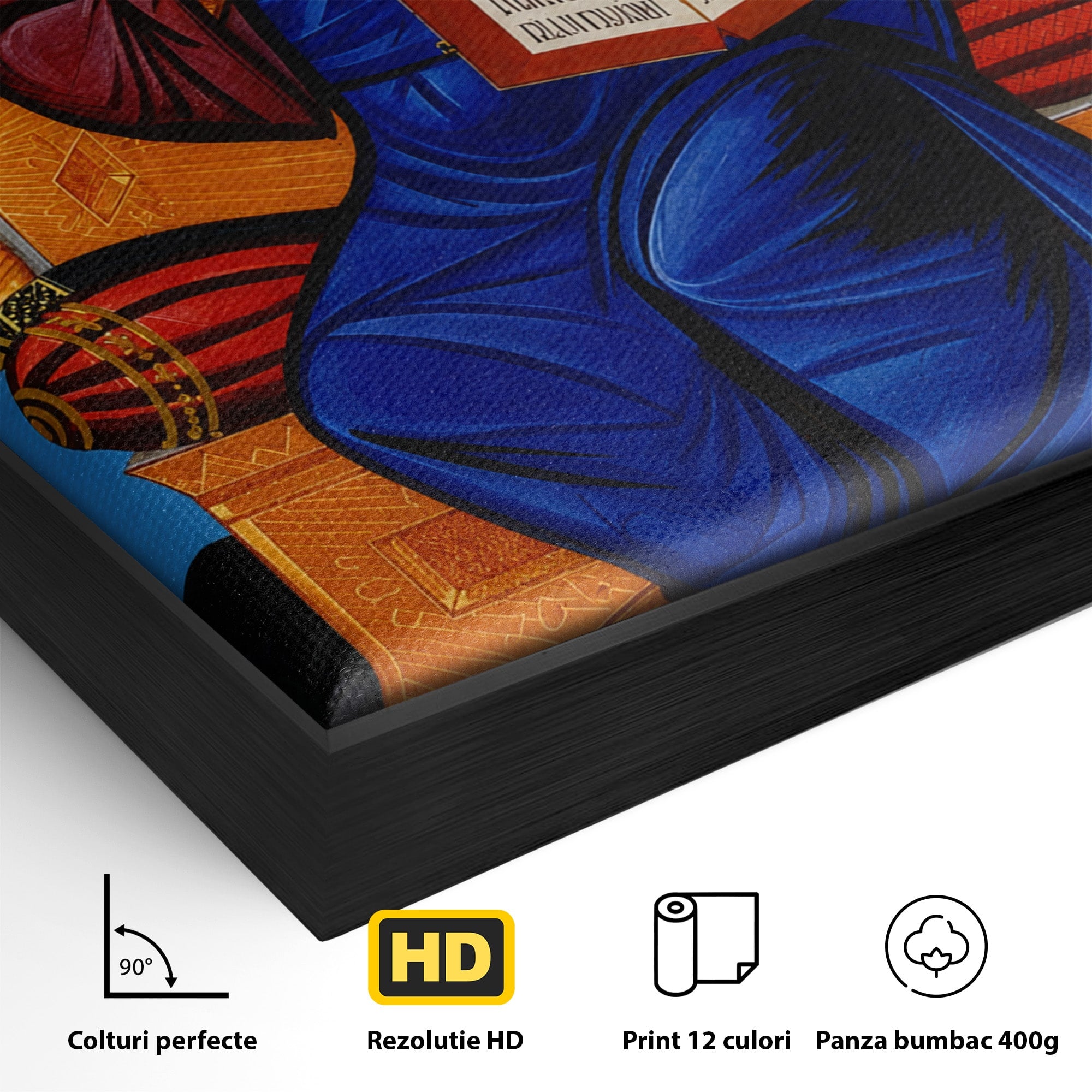 Tablou Canvas Premium LuxCanva® H1090, Icoana Iisus Hristos Pantocrator pe Tron, Icoana, Religie, Bizantin, Arta Sacra, Dormitor, Birou, Culori Vibrante
