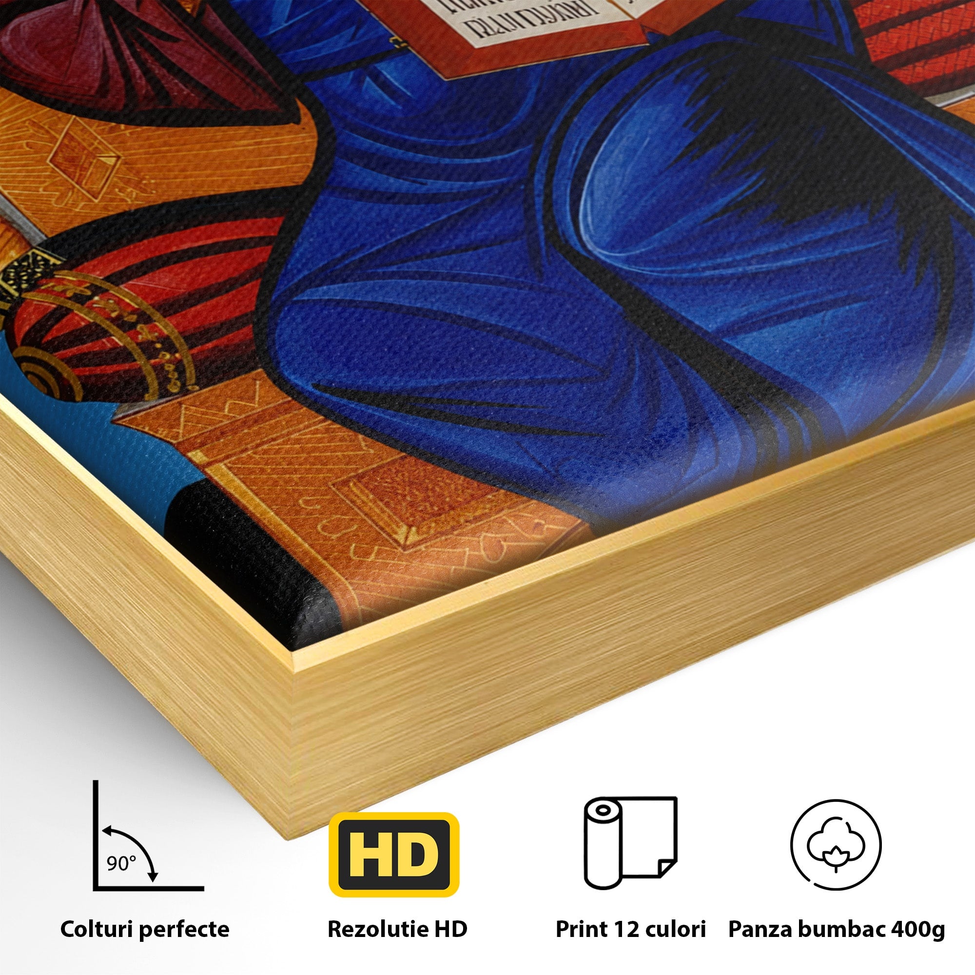 Tablou Canvas Premium LuxCanva® H1090, Icoana Iisus Hristos Pantocrator pe Tron, Icoana, Religie, Bizantin, Arta Sacra, Dormitor, Birou, Culori Vibrante